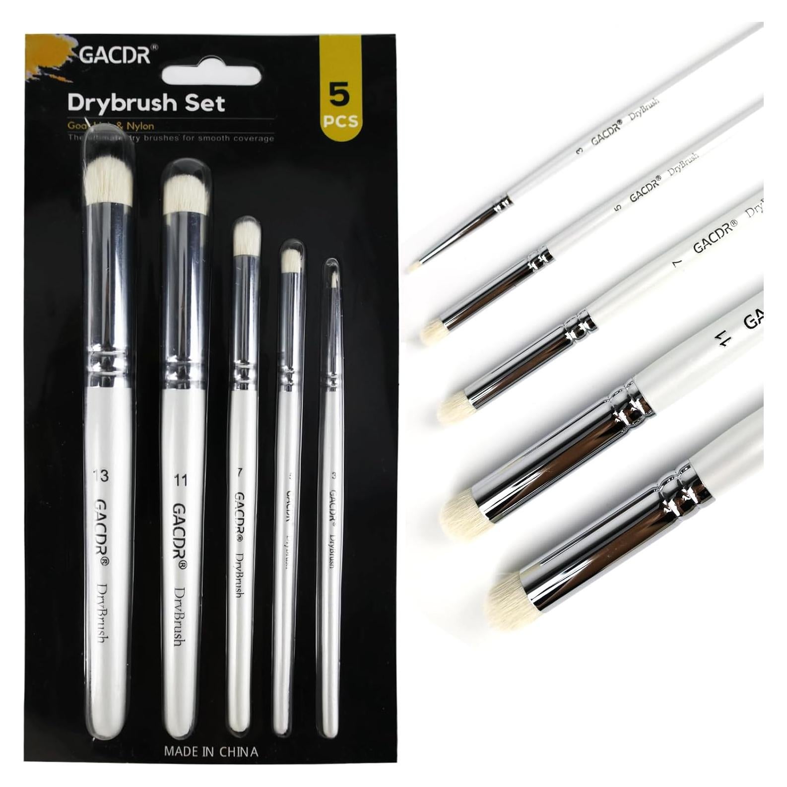 Set de 5 Pinceles Secos GACDR para Pintura de Miniaturas