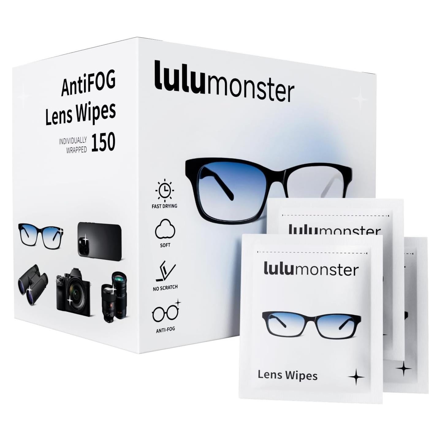 Toallitas Antivaho Lulumonster 150 Unidades Limpieza Lentes