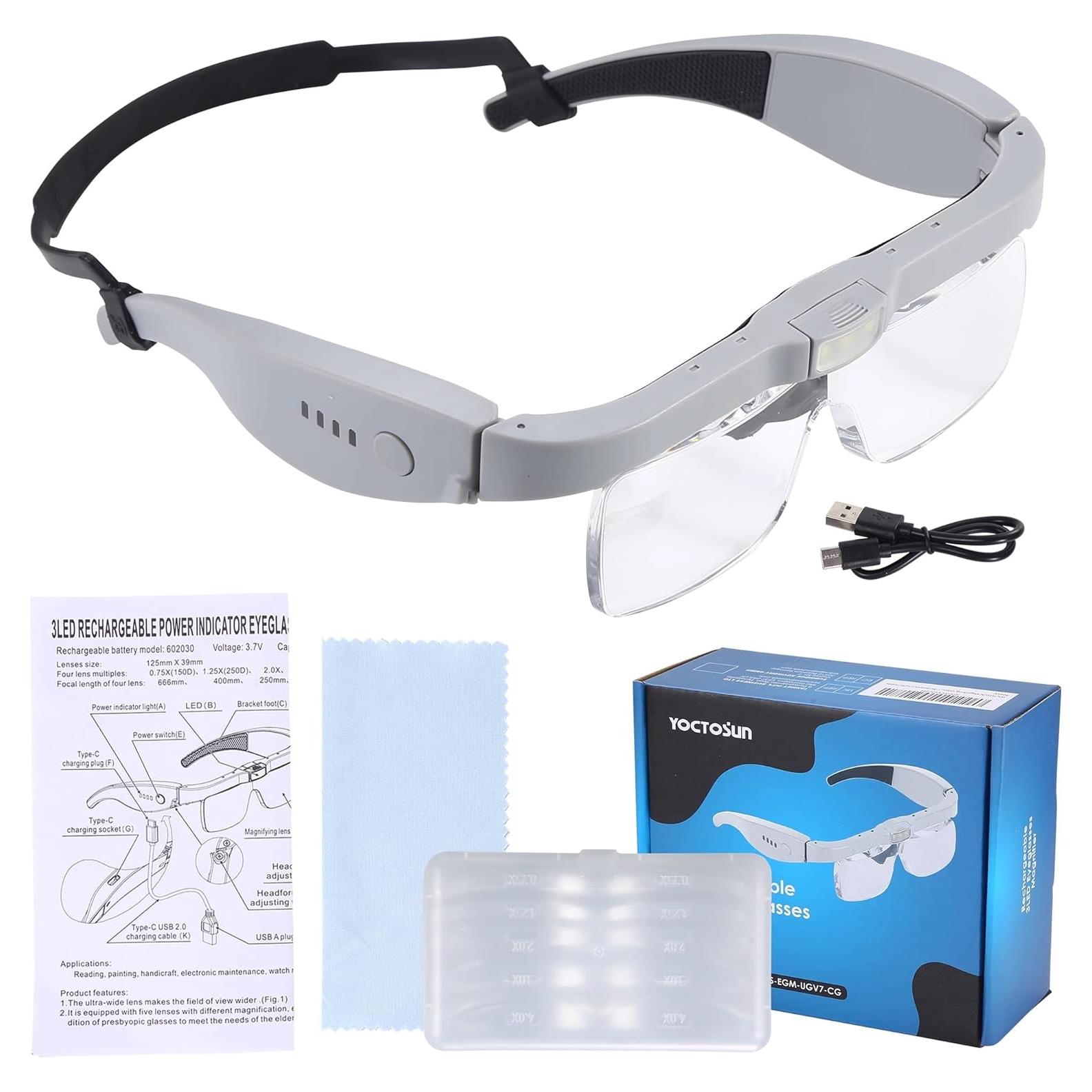 Gafas de Aumento YOCTOSUN con Luz LED y 5 Lentes
