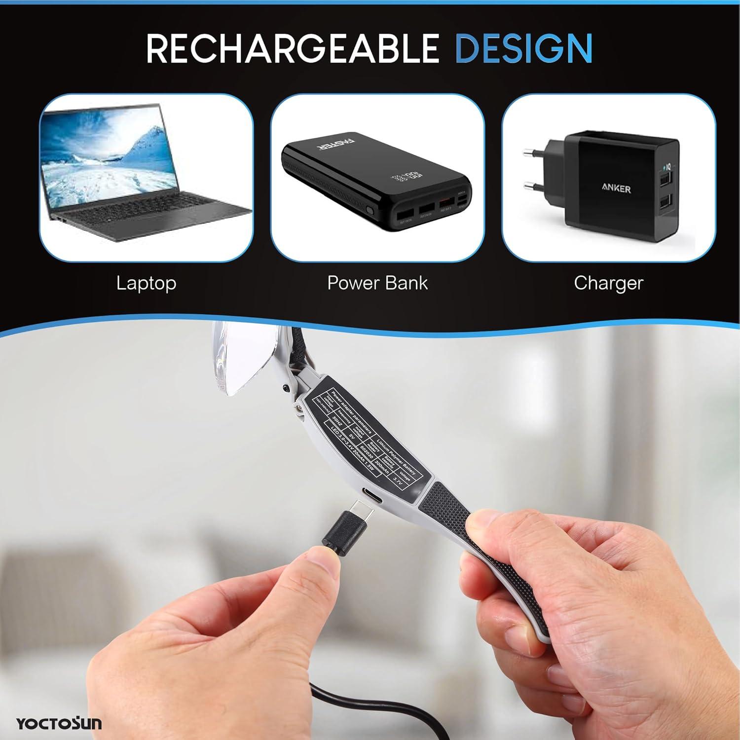 Gafas de Aumento YOCTOSUN con Luz LED y 5 Lentes