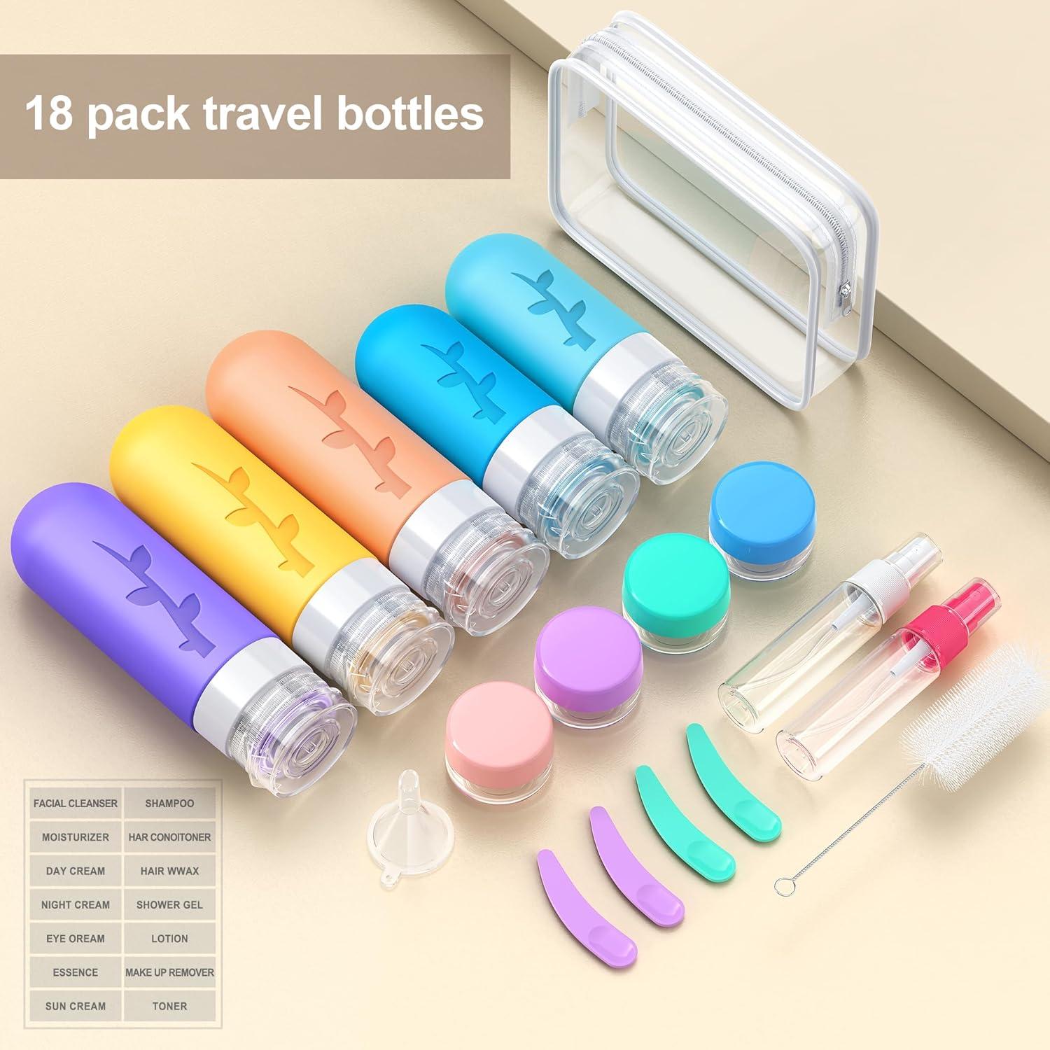 Set de Botellas de Viaje Aeomni 19 Piezas Silicona TSA