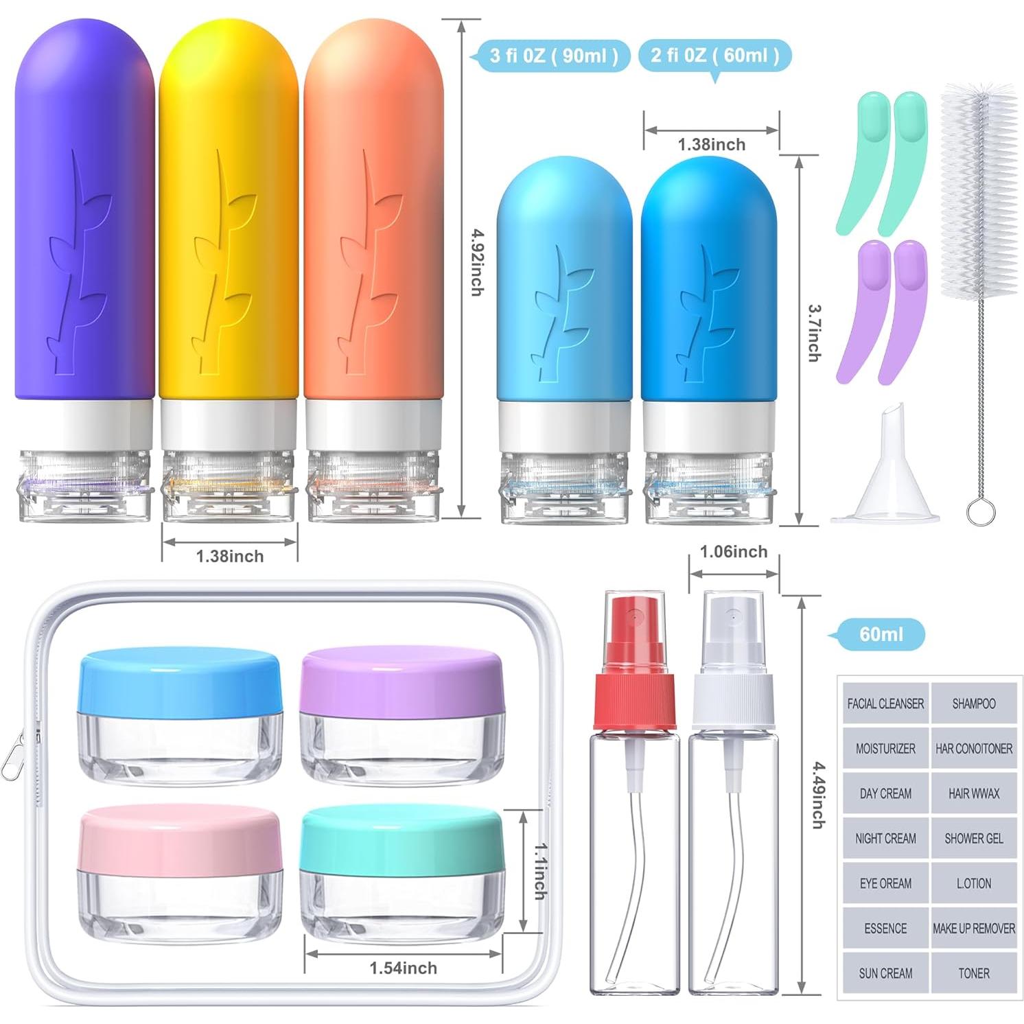 Set de Botellas de Viaje Aeomni 19 Piezas Silicona TSA