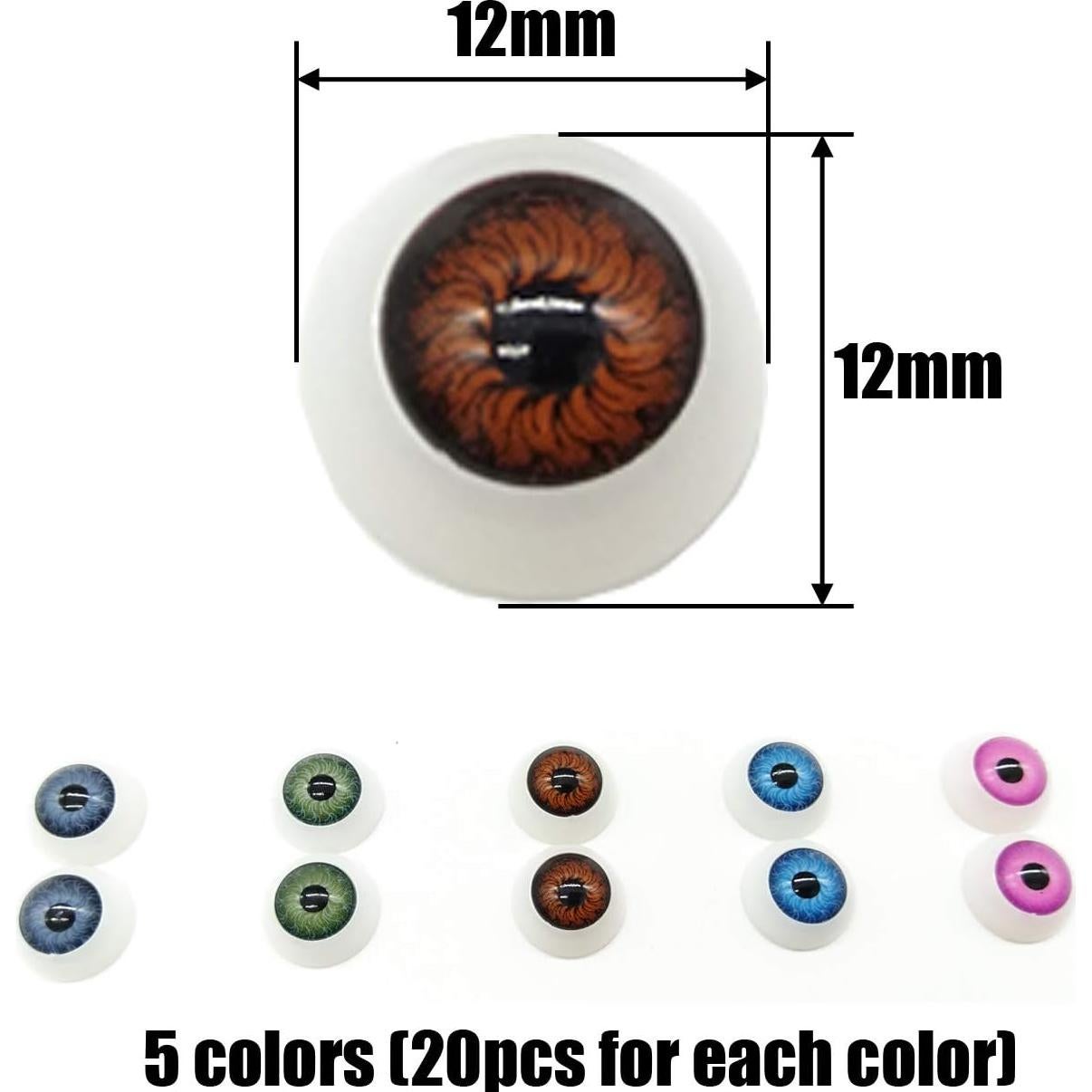 Ojos de Muñeca Acrílicos TIHOOD 12mm 100pcs para Manualidades