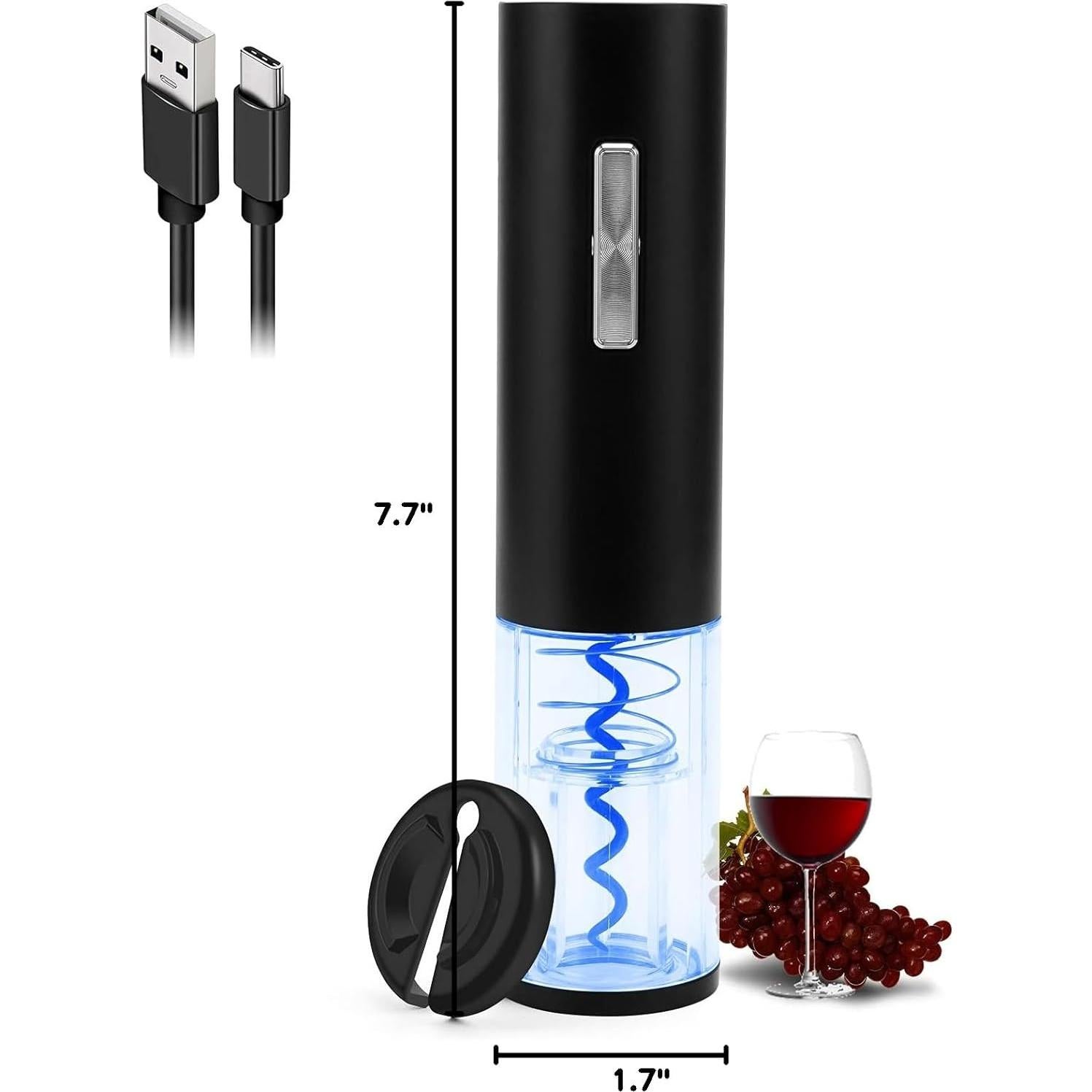 COKUNST Abridor de Vino Eléctrico Recargable con Luz LED
