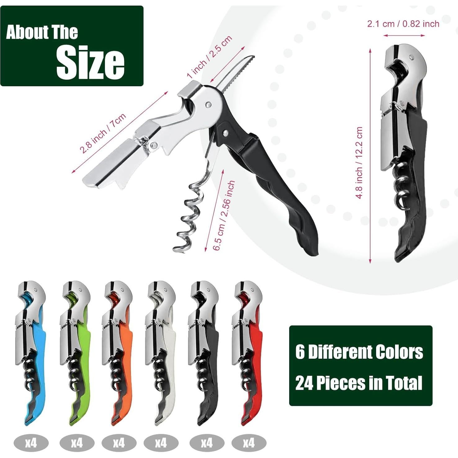 24 Sacacorchos de Vino CSSOPENSs Acero Inoxidable Colorido