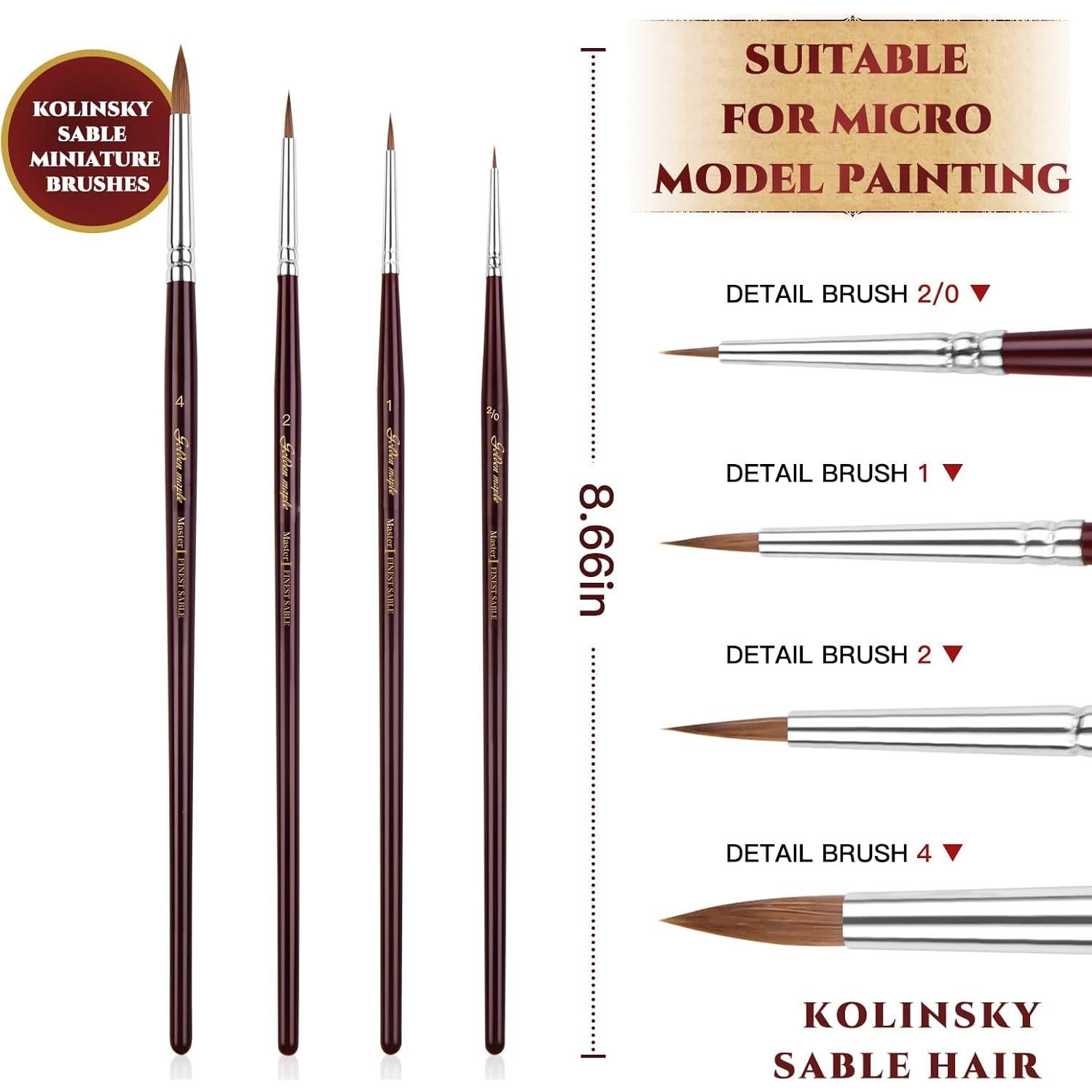 Set de Pinceles Miniatura Golden Maple Kolinsky 7 pcs