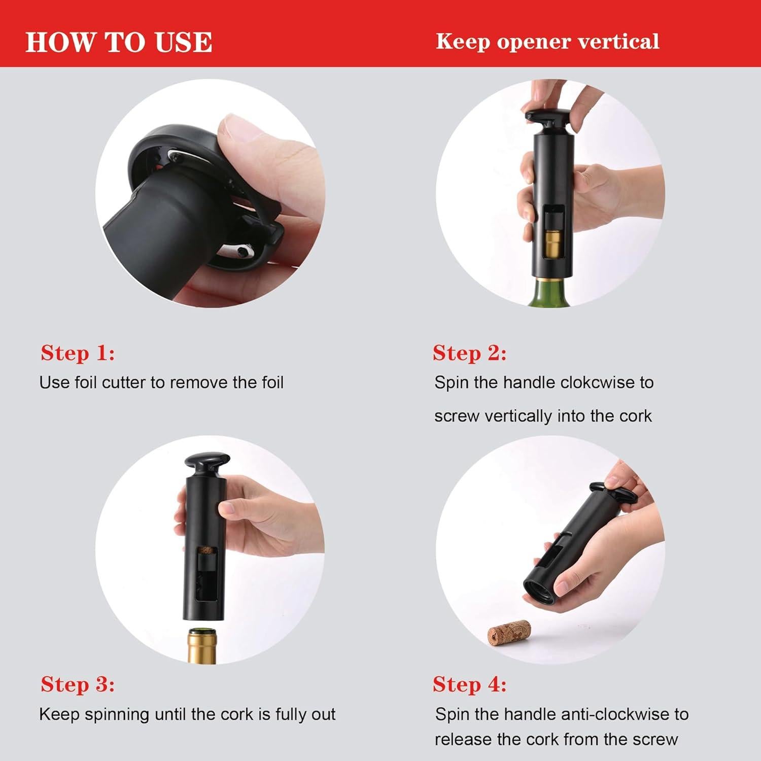 Juego Sacacorchos Uinxan 4 en 1 con Vertedor y Tapones