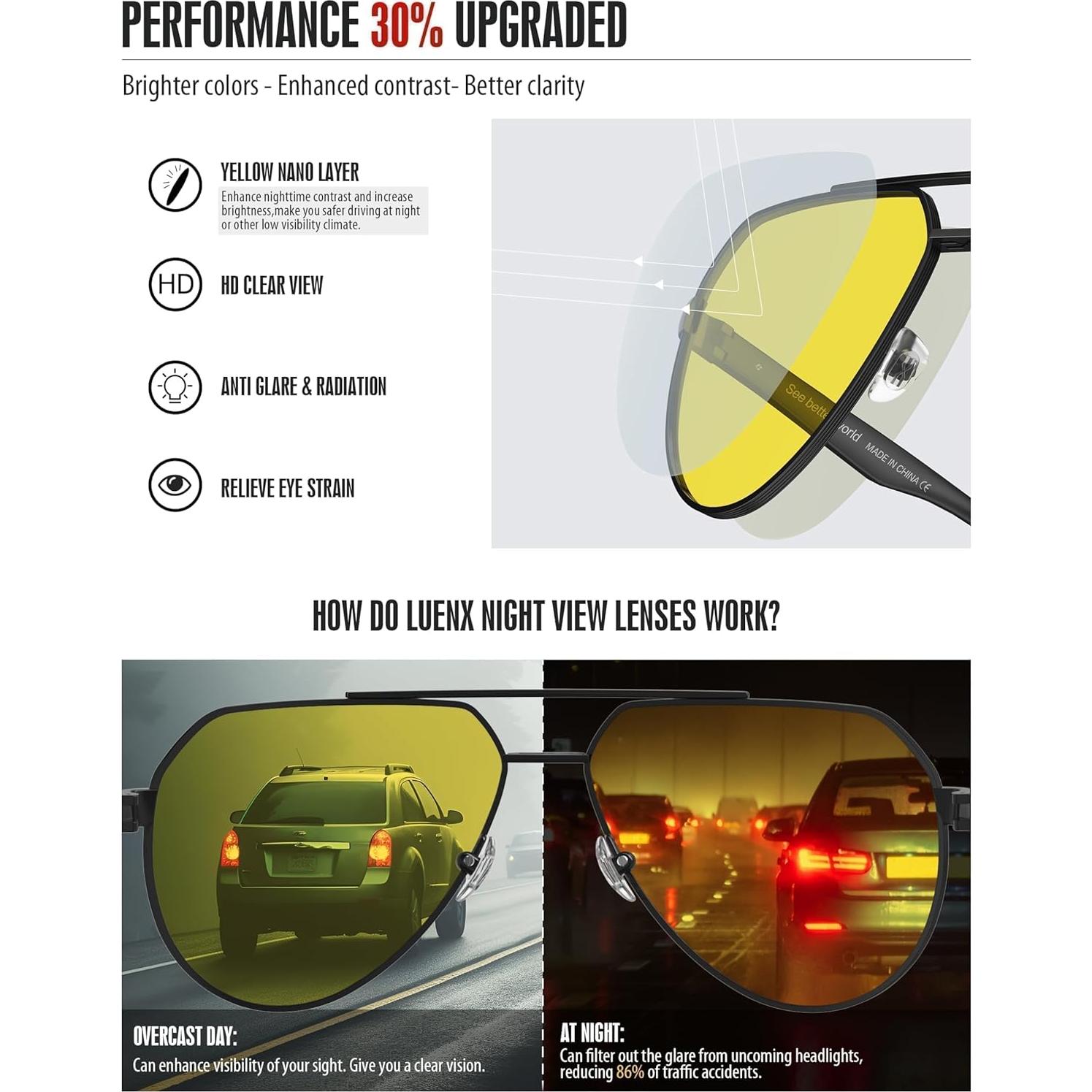 Gafas de sol LUENX Aviador polarizadas UV400 para hombres