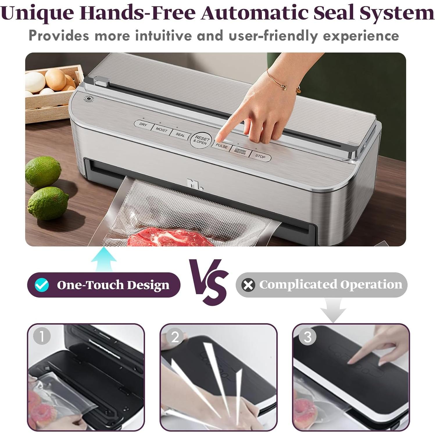 Selladora al Vacío Mesliese VS6685J 120W Automática Plata