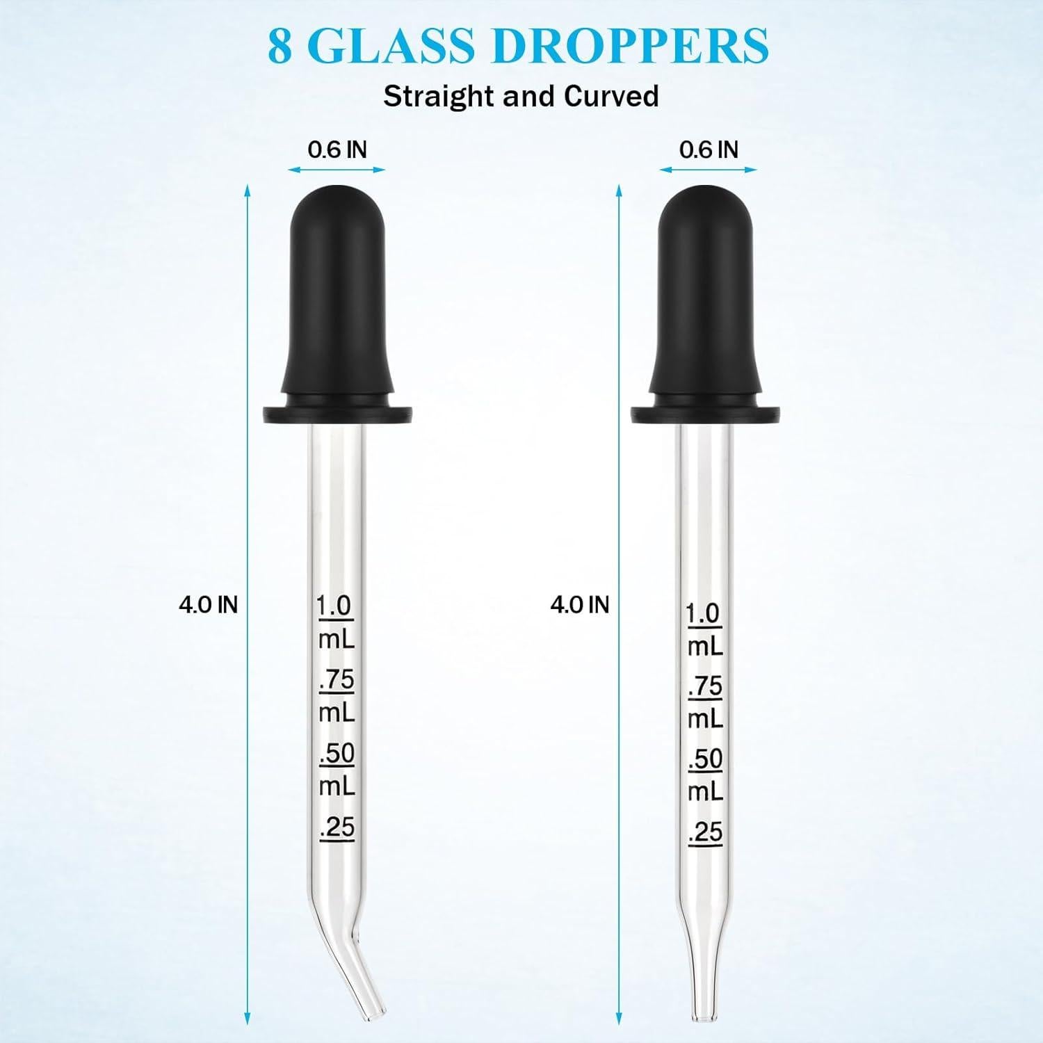 Cuentagotas de Vidrio Herain 8 Piezas 1 ml para Líquidos