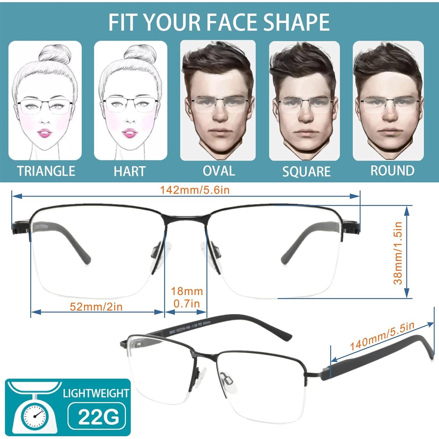 Gafas de miopía Jucangr con bloqueo de luz azul - Negro