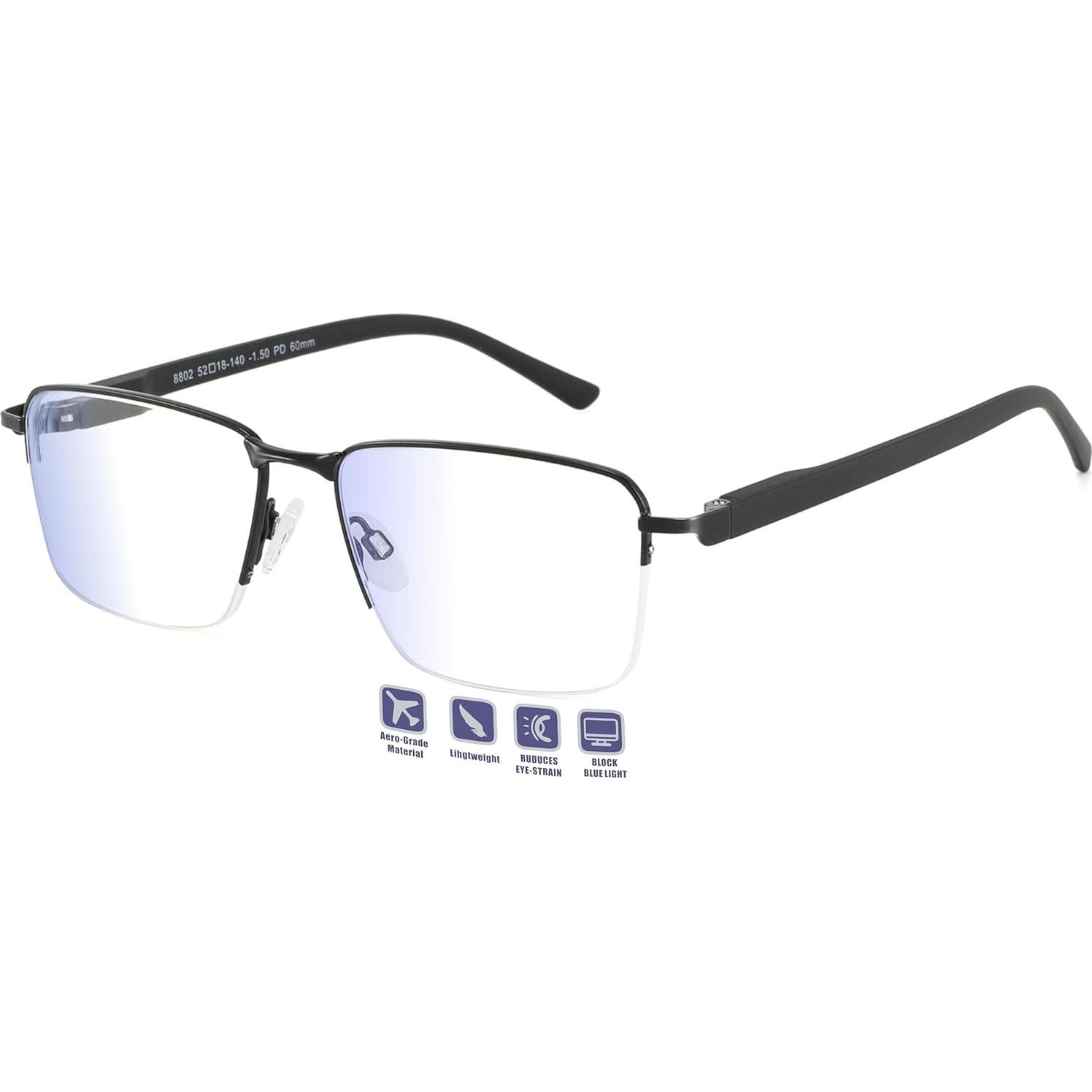 Gafas de miopía Jucangr con bloqueo de luz azul - Negro