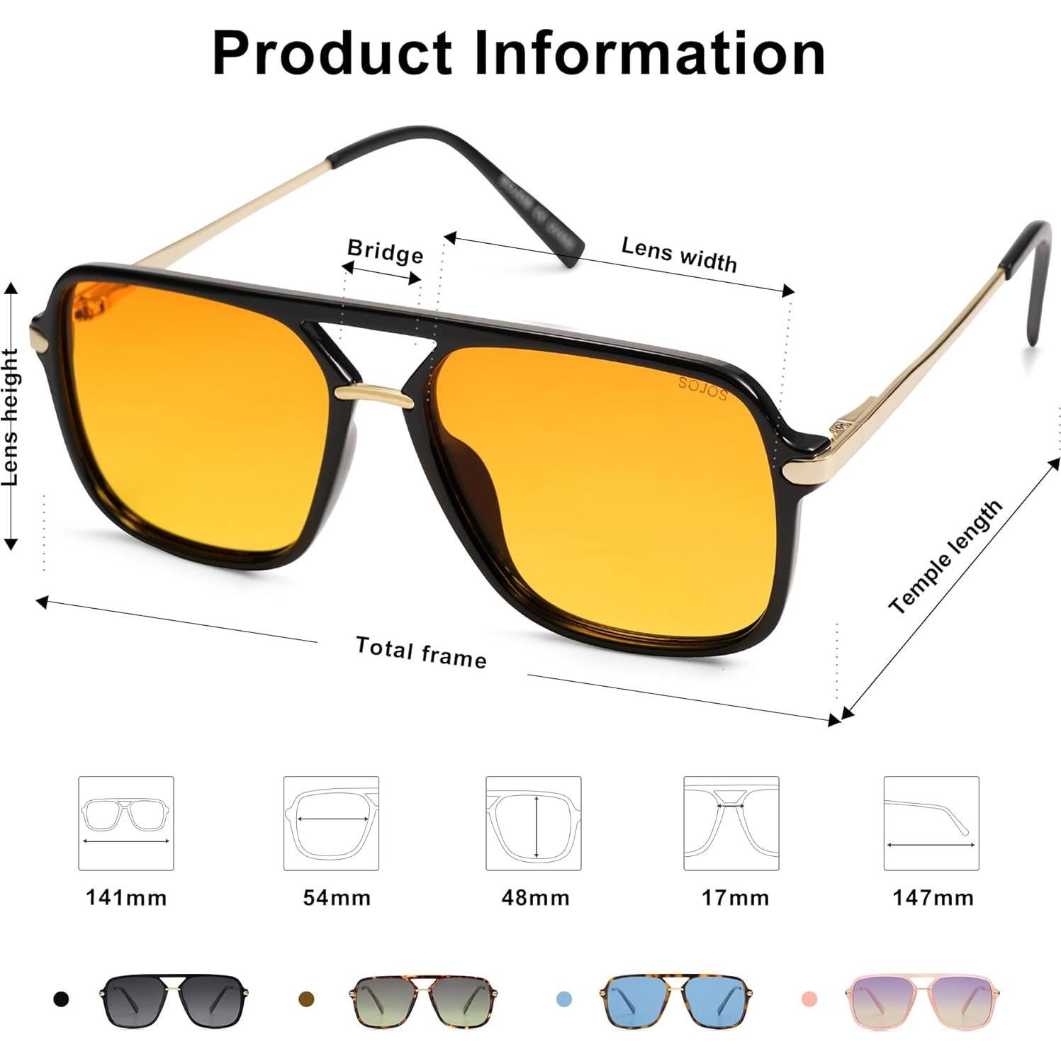 Gafas de sol SOJOS retro cuadradas polarizadas UV400