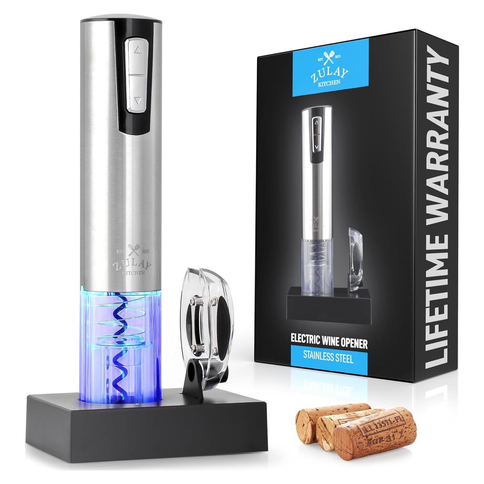 Abridor de Vino Eléctrico Zulay Kitchen Recargable 3 en 1