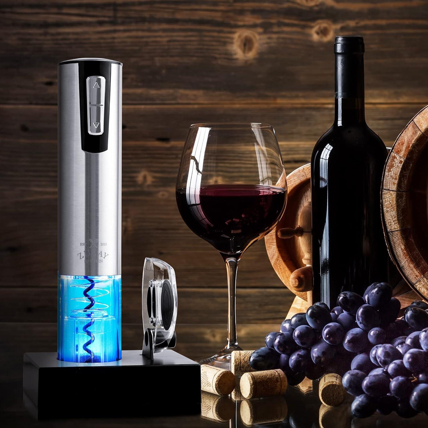 Abridor de Vino Eléctrico Zulay Kitchen Recargable 3 en 1