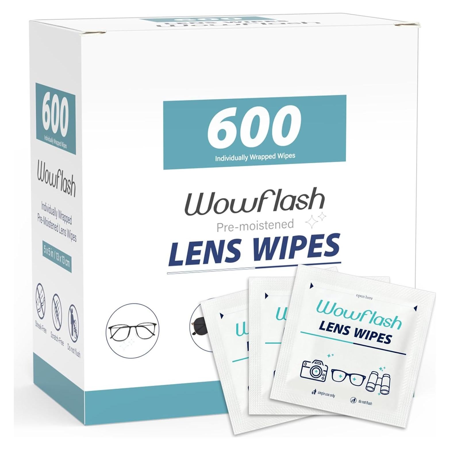 Toallitas de Limpieza Wowflash 600 Unidades para Lentes
