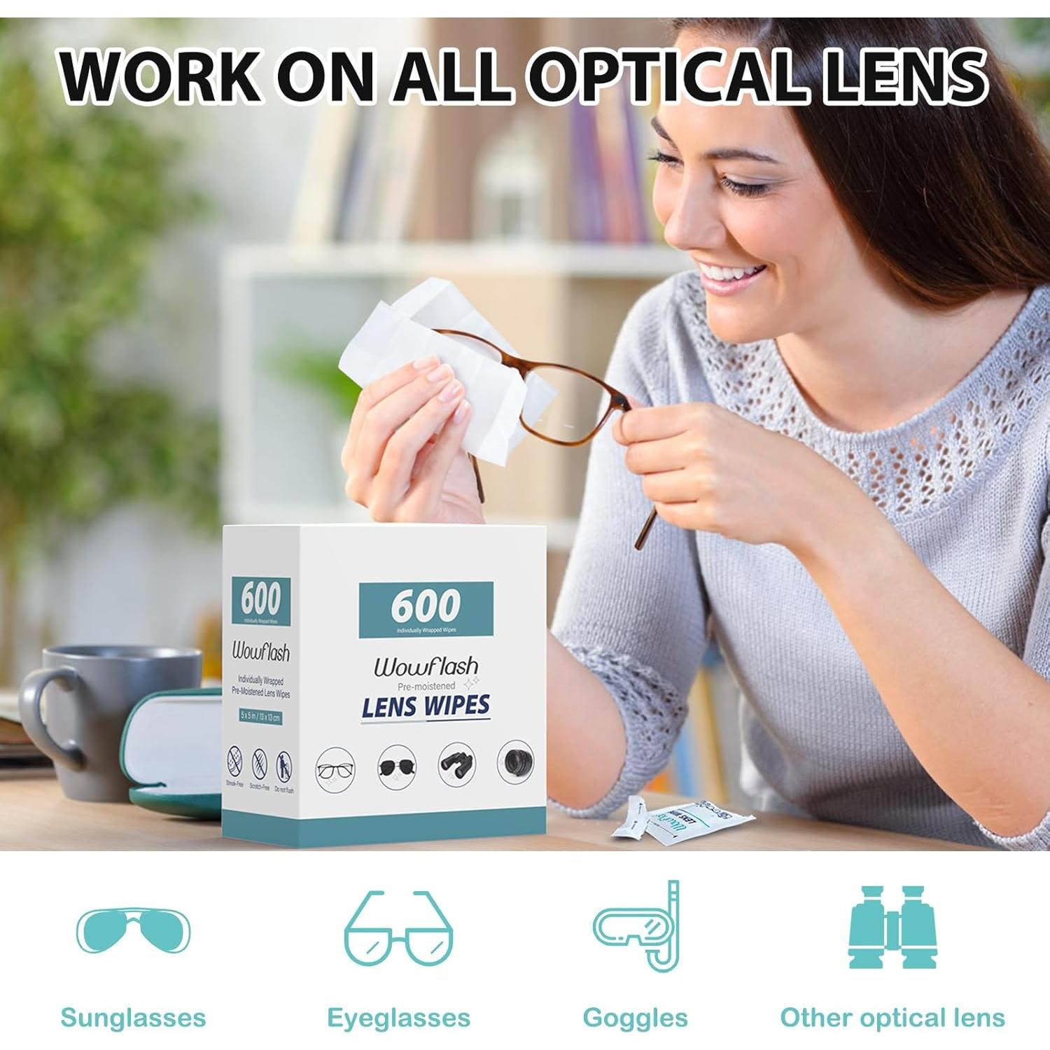 Toallitas de Limpieza Wowflash 600 Unidades para Lentes