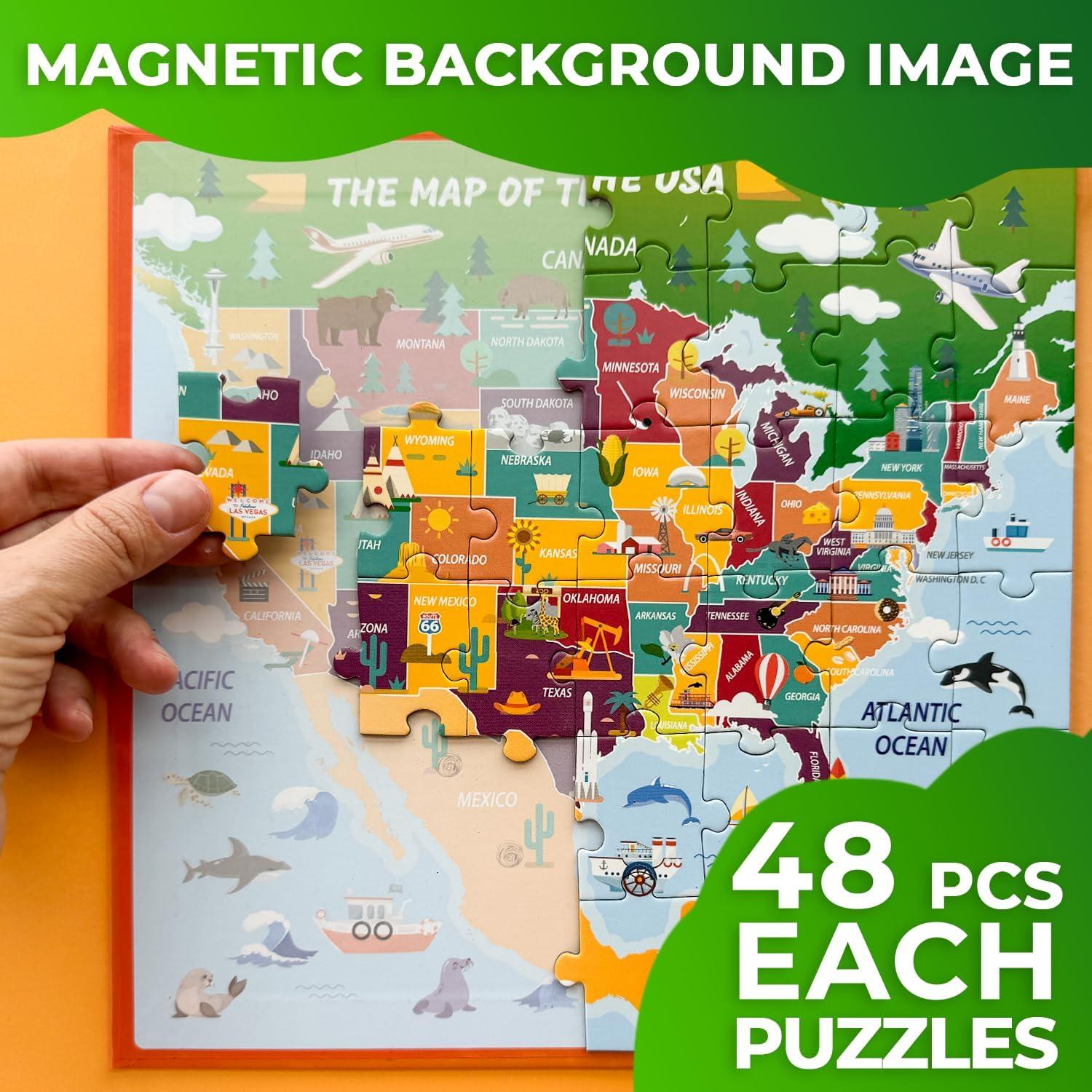 Puzzles Magnéticos QUOKKA 48 Piezas Mapas para Niños 3-6 Años