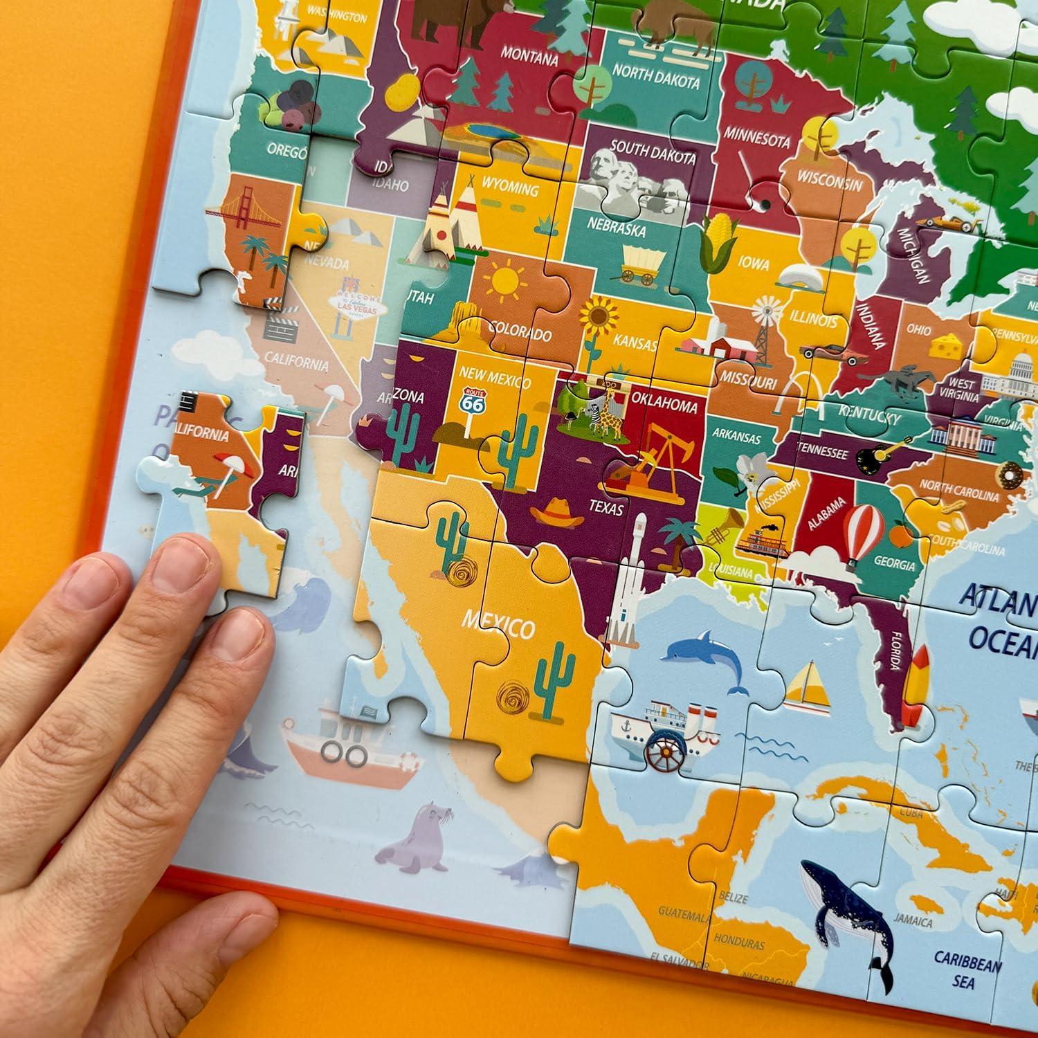 Puzzles Magnéticos QUOKKA 48 Piezas Mapas para Niños 3-6 Años