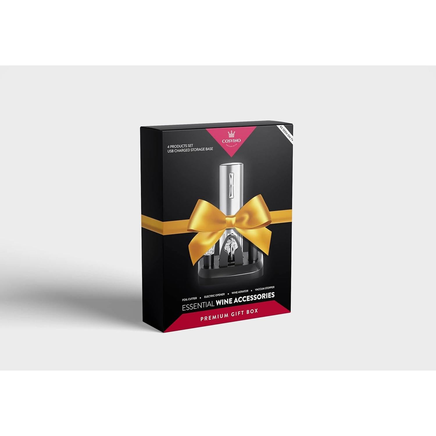 Abridor de Vino Eléctrico COSVINO Plateado con Accesorios