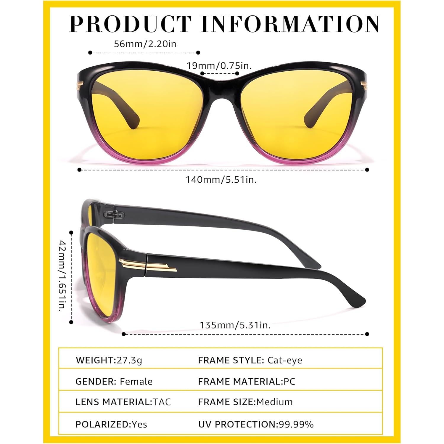 Gafas de Conducción Nocturna LVIOE Amarillas Polarizadas