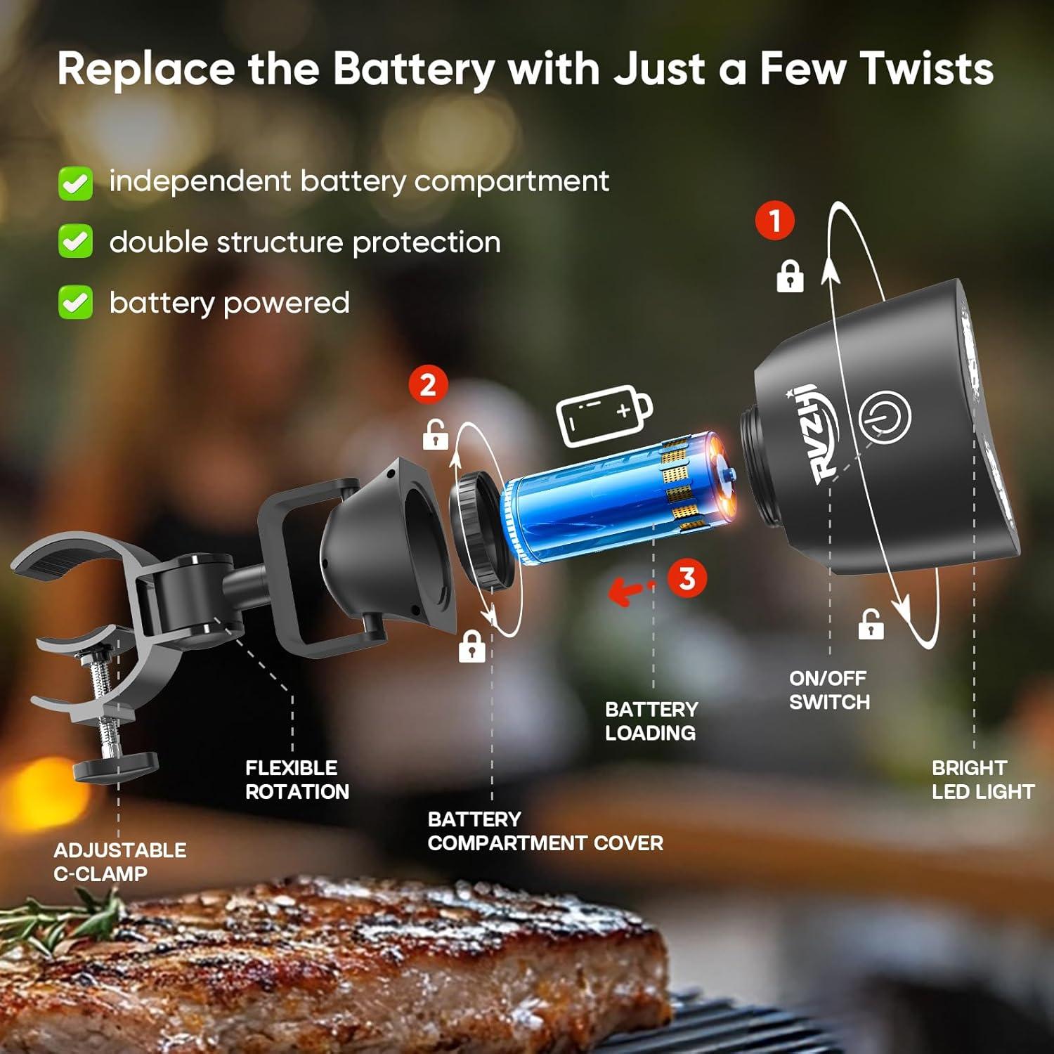 Luz LED para Barbacoa RVZHI 10 Luces 100lm Resistente al Calor