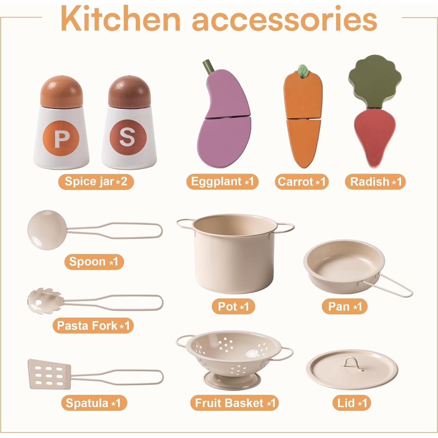 Cocina de Juguete ROBOTIME Beige para Niños 3+ Años