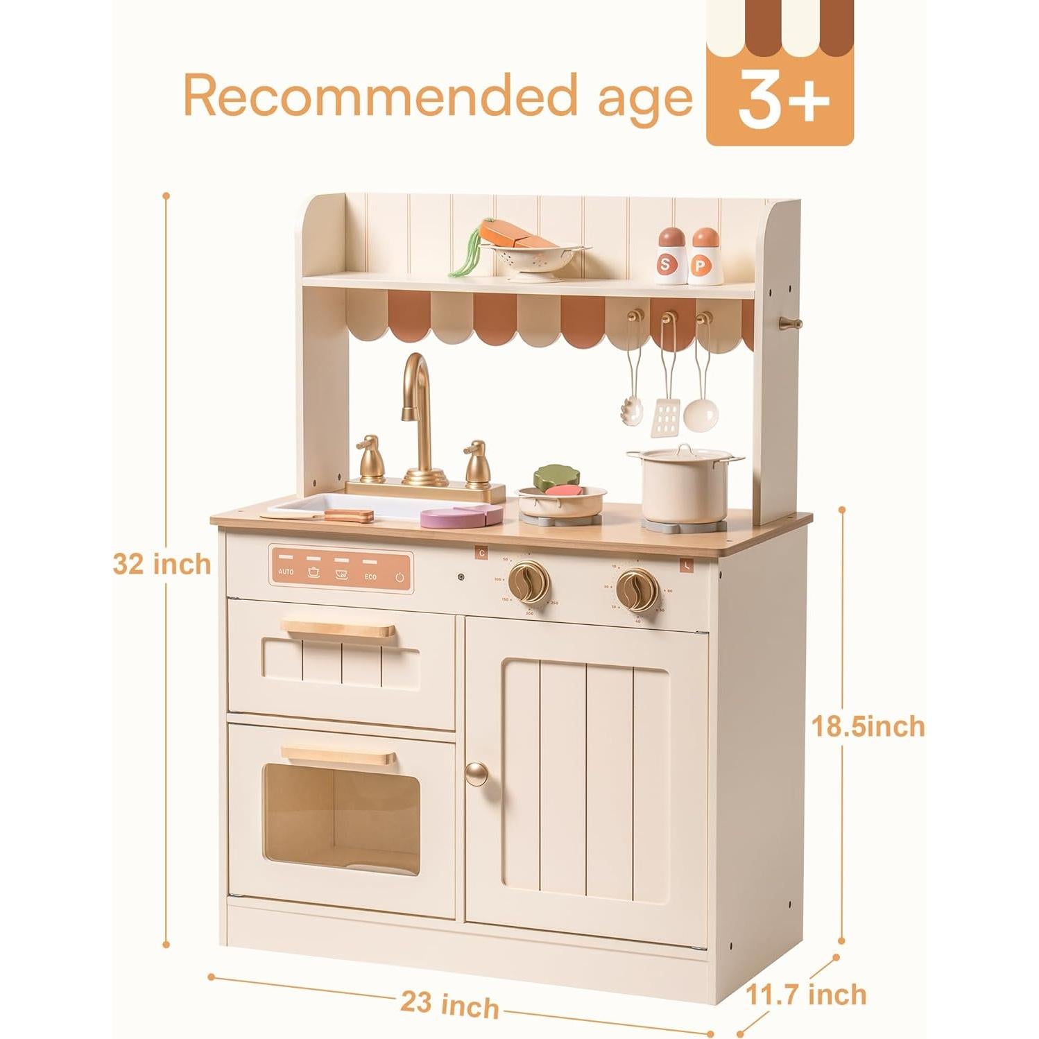 Cocina de Juguete ROBOTIME Beige para Niños 3+ Años