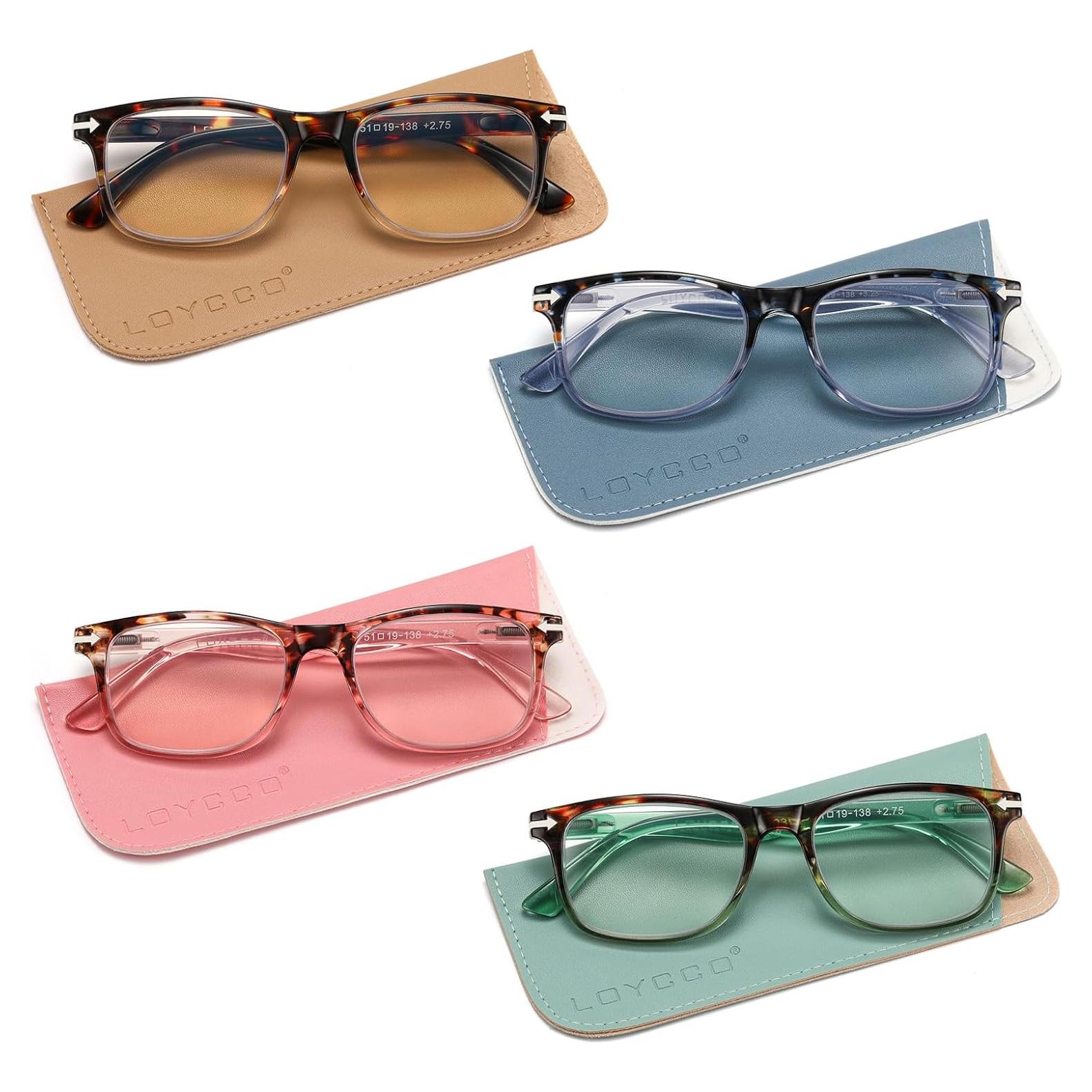 Pack de 4 Gafas de Lectura Cuadradas con Bloqueo Luz Azul