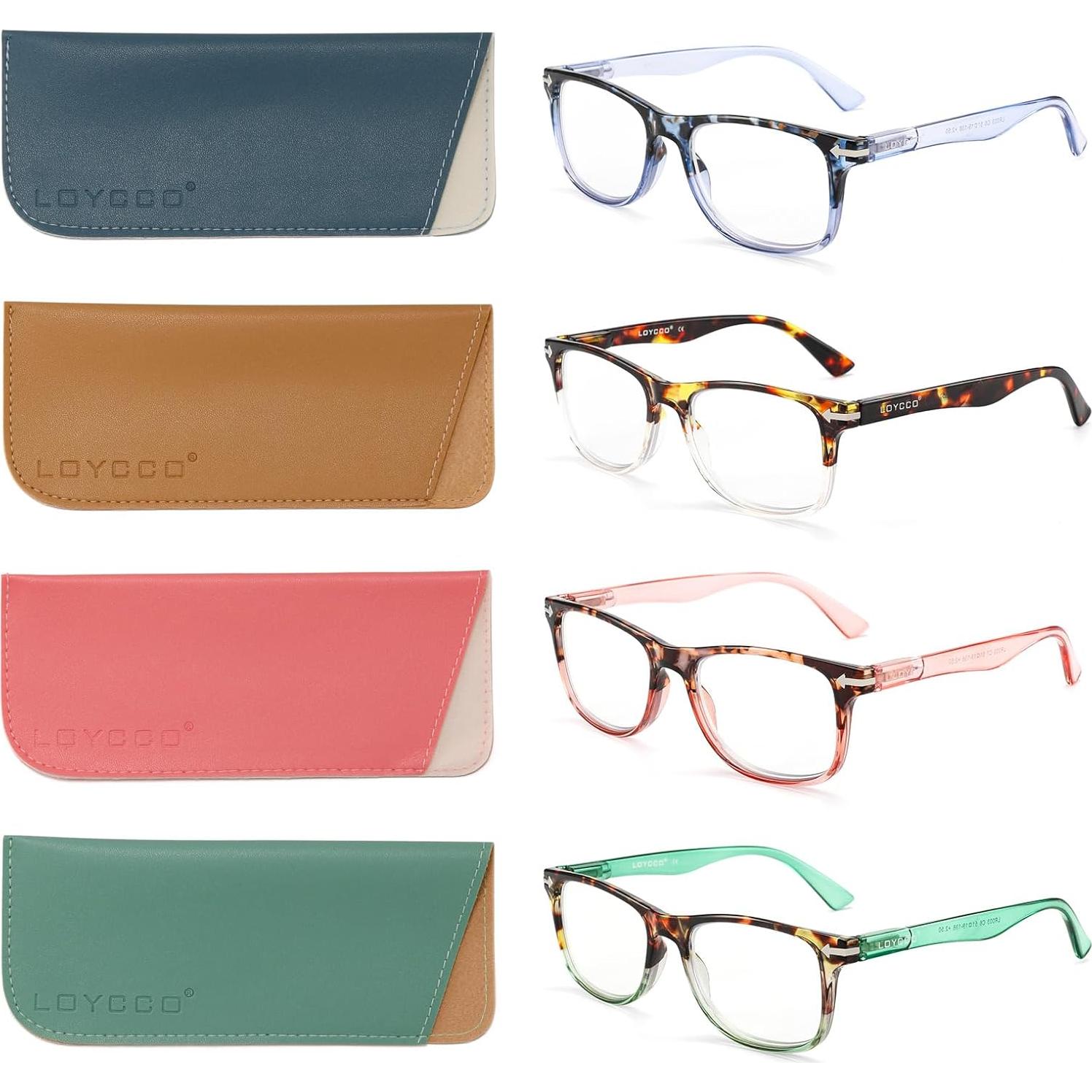 Pack de 4 Gafas de Lectura Cuadradas con Bloqueo Luz Azul