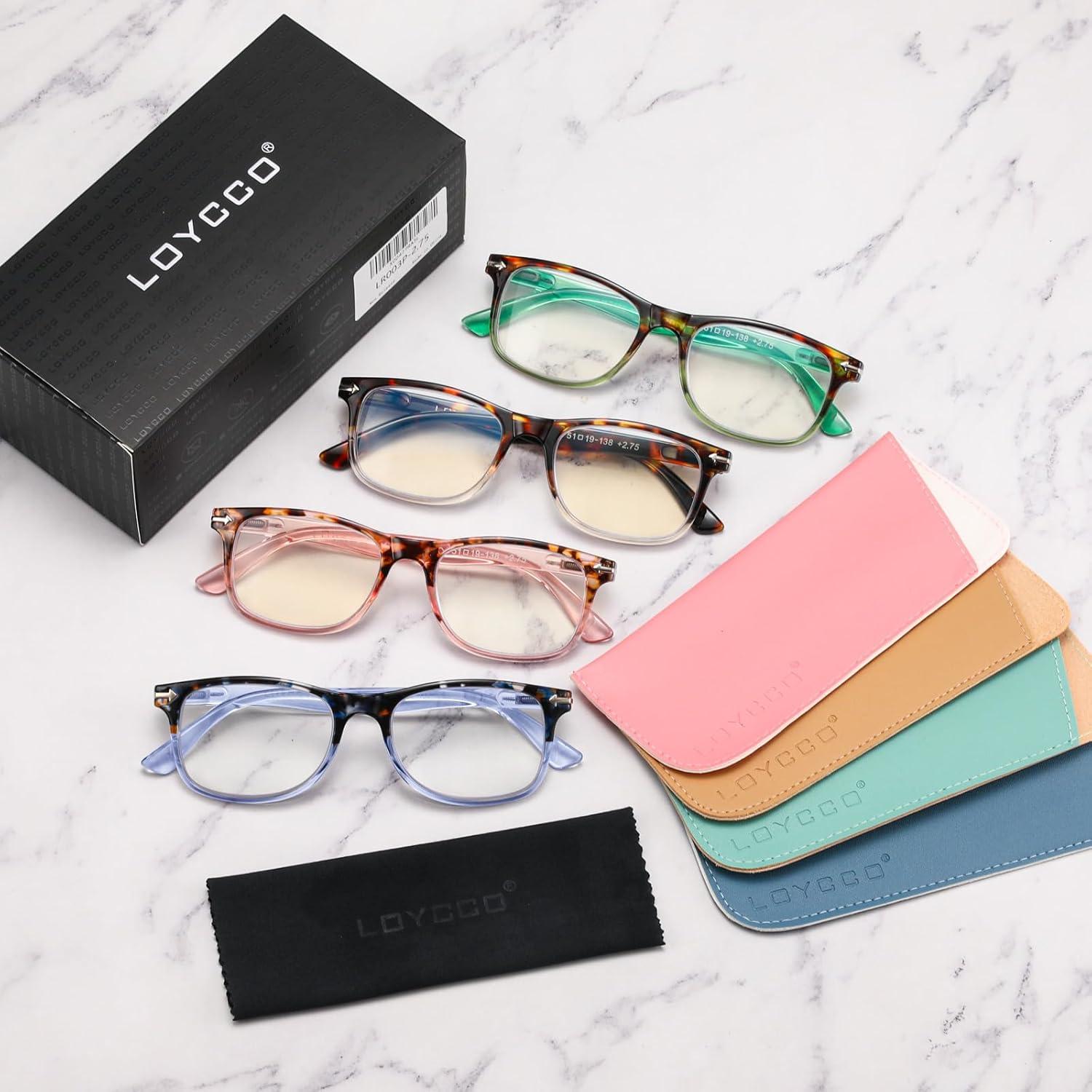 Pack de 4 Gafas de Lectura Cuadradas con Bloqueo Luz Azul