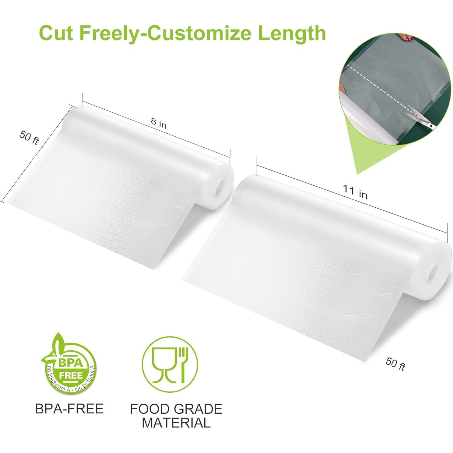 Bolsas de Sellado al Vacío Bonsenkitchen 8x15m y 11x15m BPA Libre