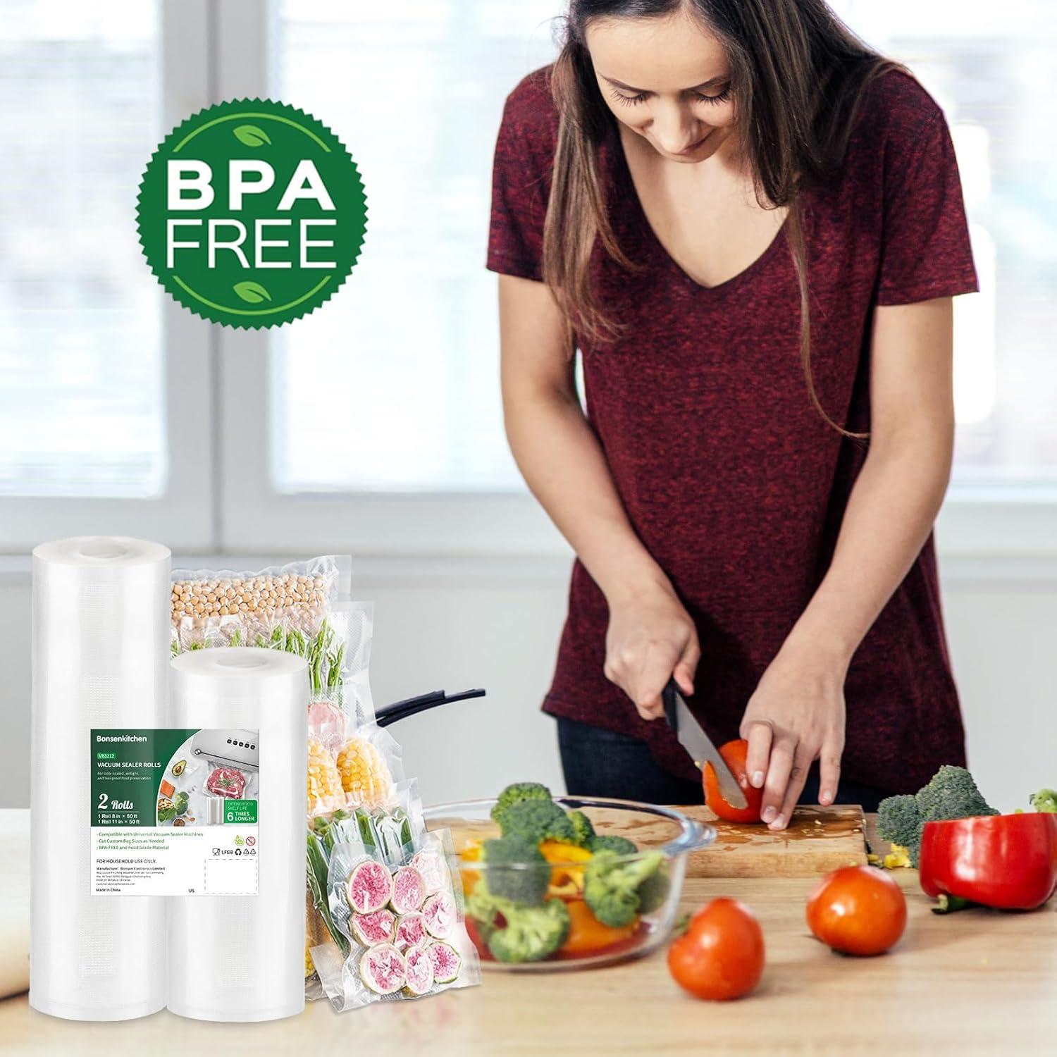 Bolsas de Sellado al Vacío Bonsenkitchen 8x15m y 11x15m BPA Libre