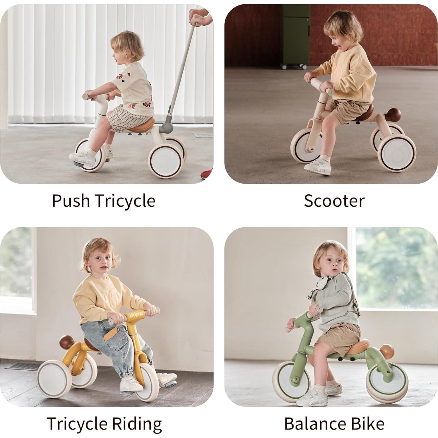 Triciclo 4-en-1 Kidpop PONY Beige para Niños 1-4 Años