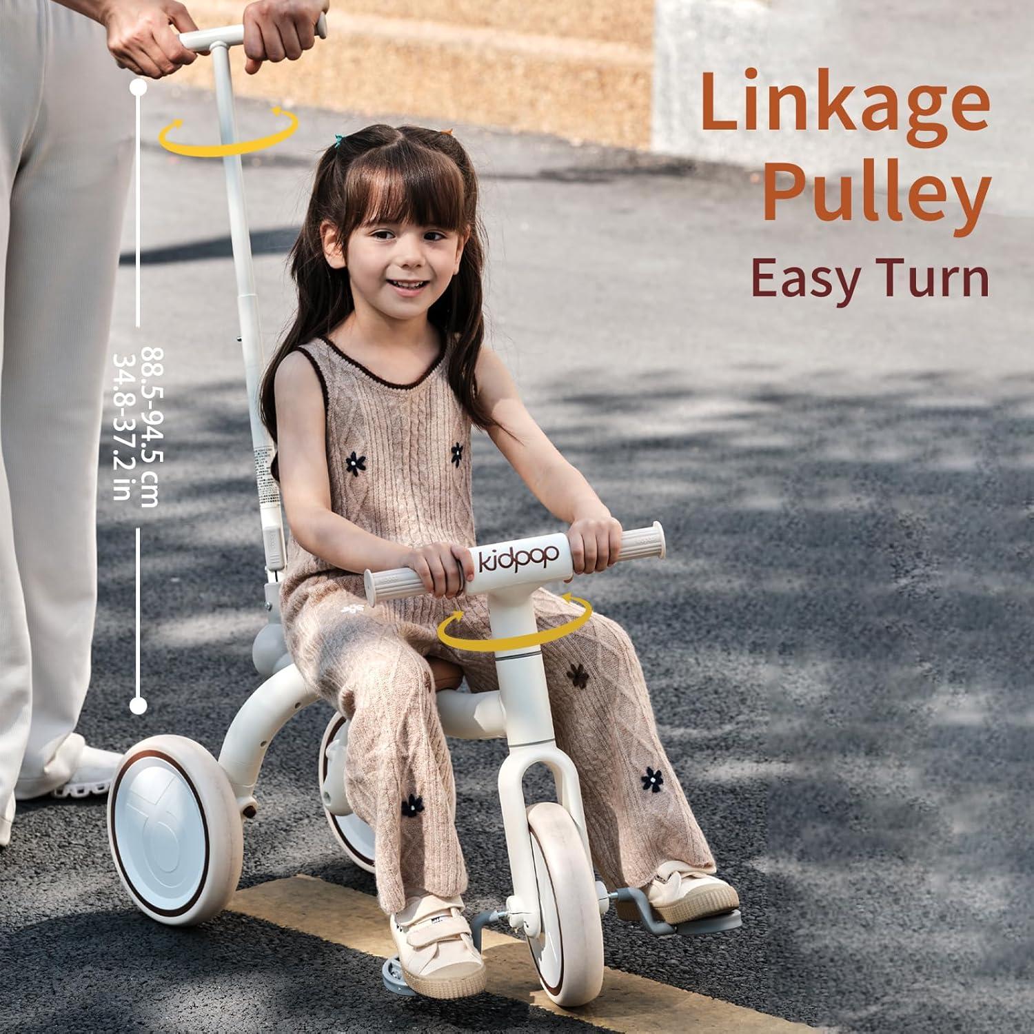 Triciclo 4-en-1 Kidpop PONY Beige para Niños 1-4 Años