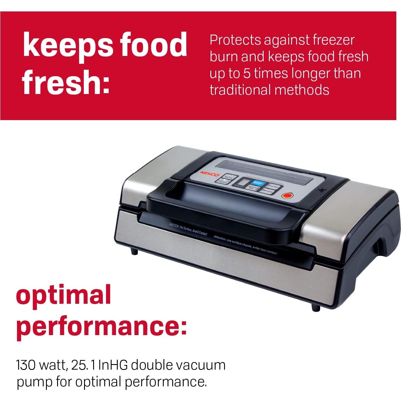 Sellador al Vacío NESCO VS-12 130W con Bolsas Incluidas