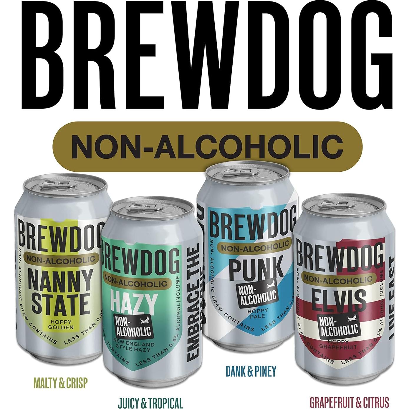 BrewDog 24 Latas Mezcladas Sin Alcohol | Nanny, Elvis, Hazy, Punk