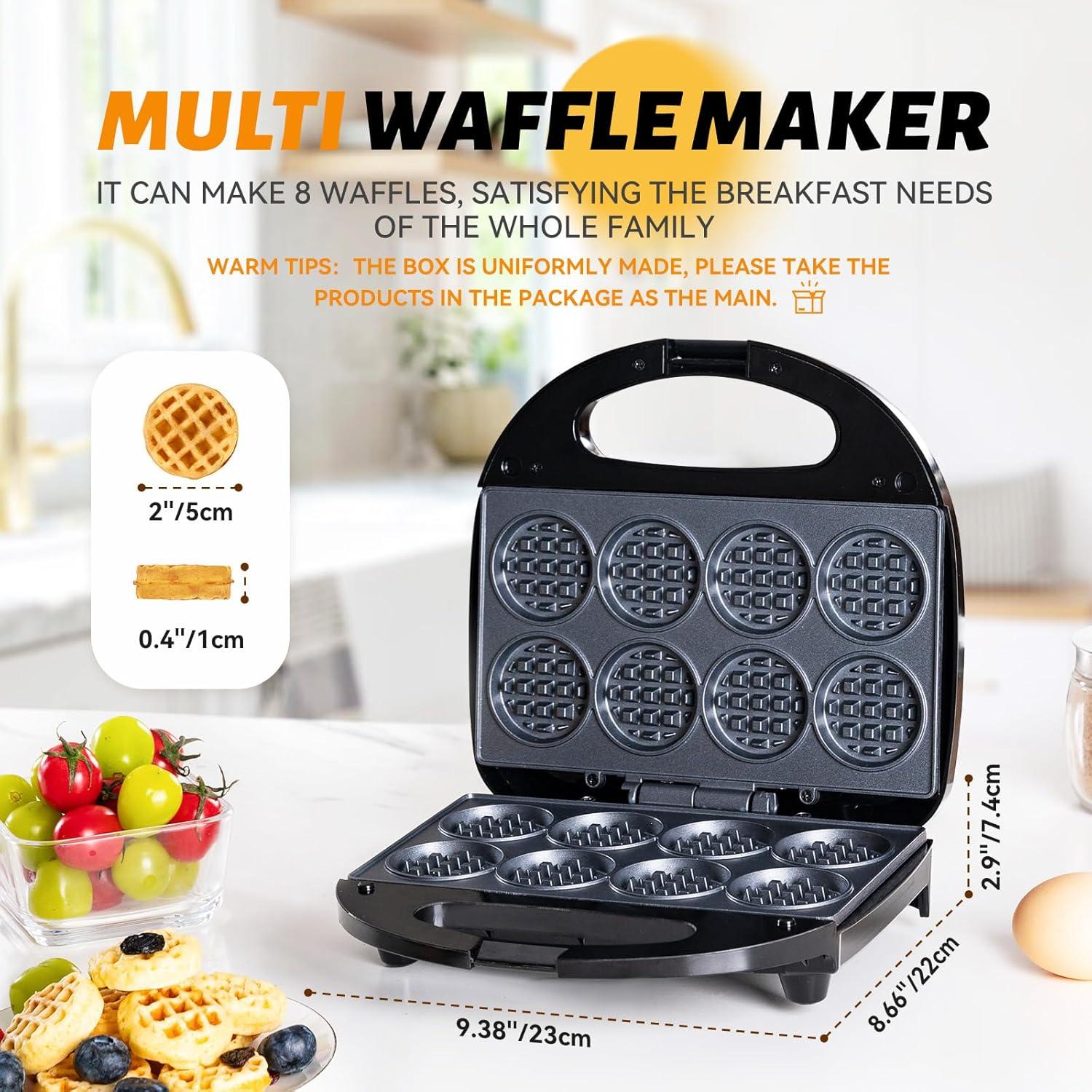 Mini Máquina de Waffles BUBEHYMY 8 pcs Antiadherente