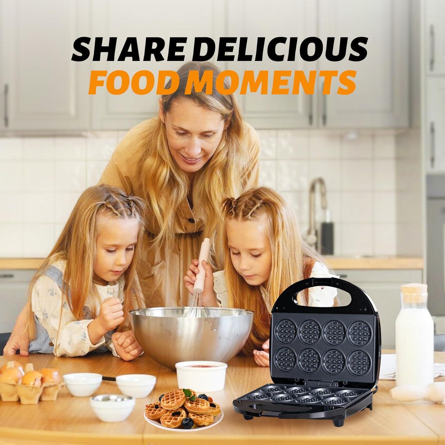 Mini Máquina de Waffles BUBEHYMY 8 pcs Antiadherente