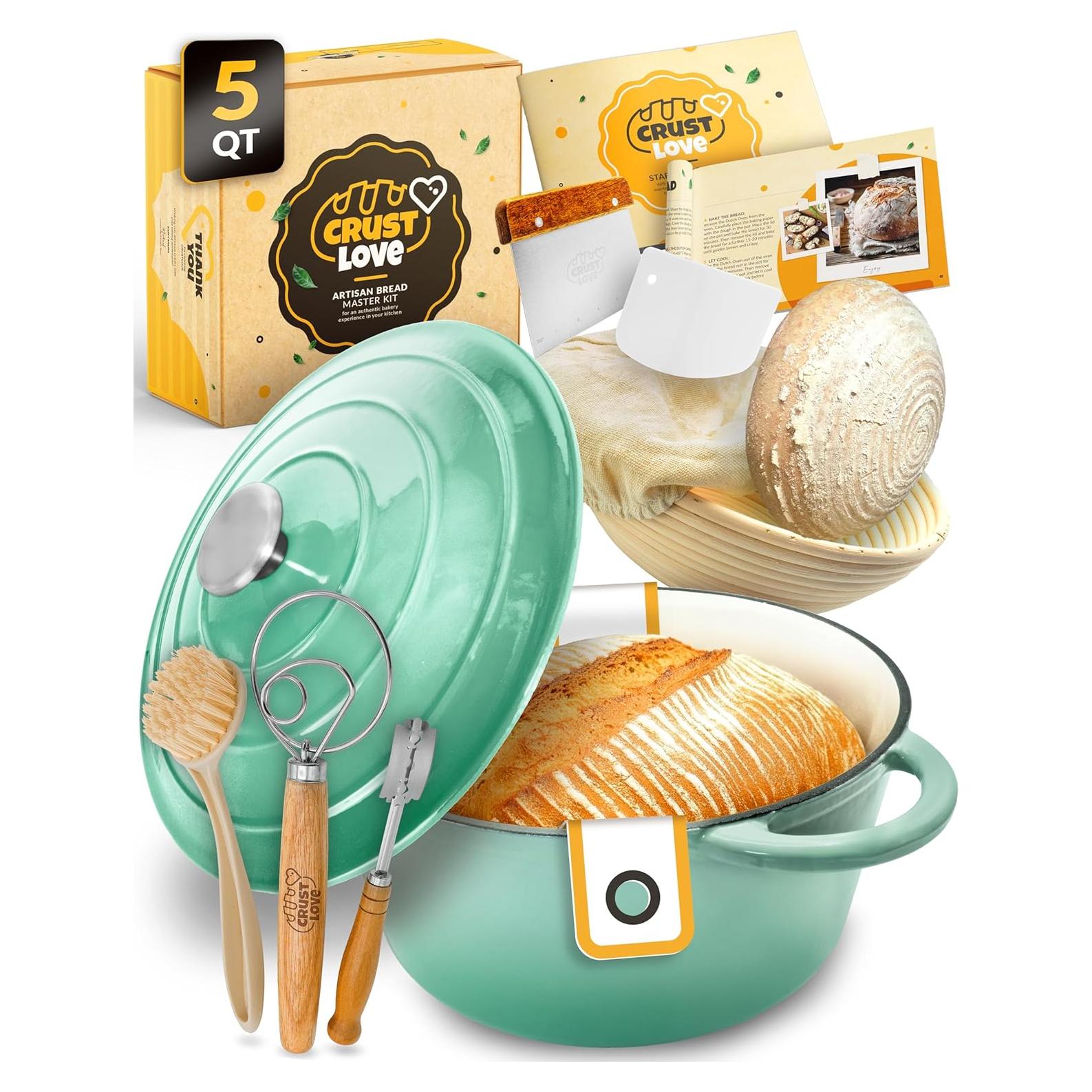 Horno Holandés CRUSTLOVE 5QT Verde con Cesta y Lame