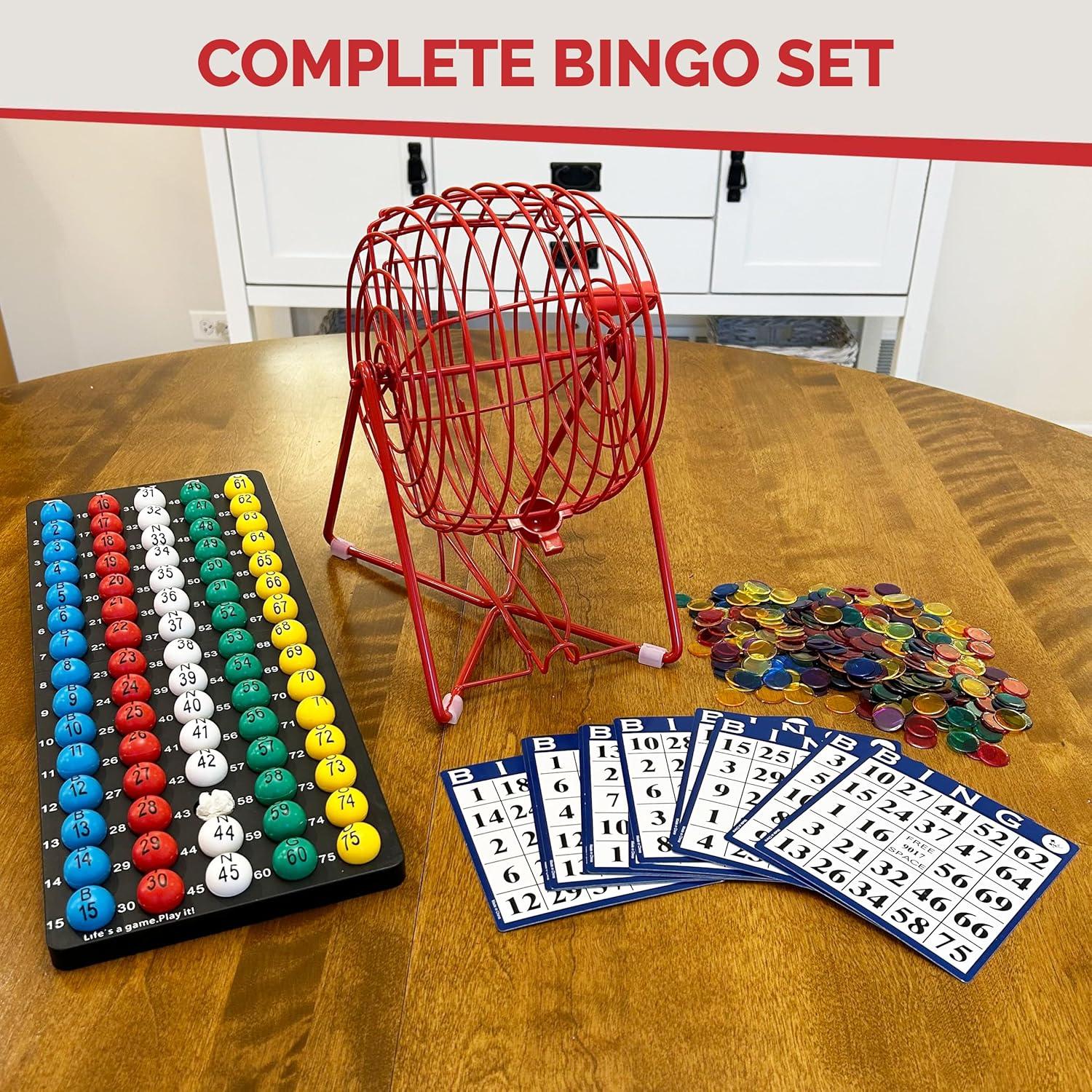 Juego de Bingo MR CHIPS con Jaula de Acero y 300 Fichas