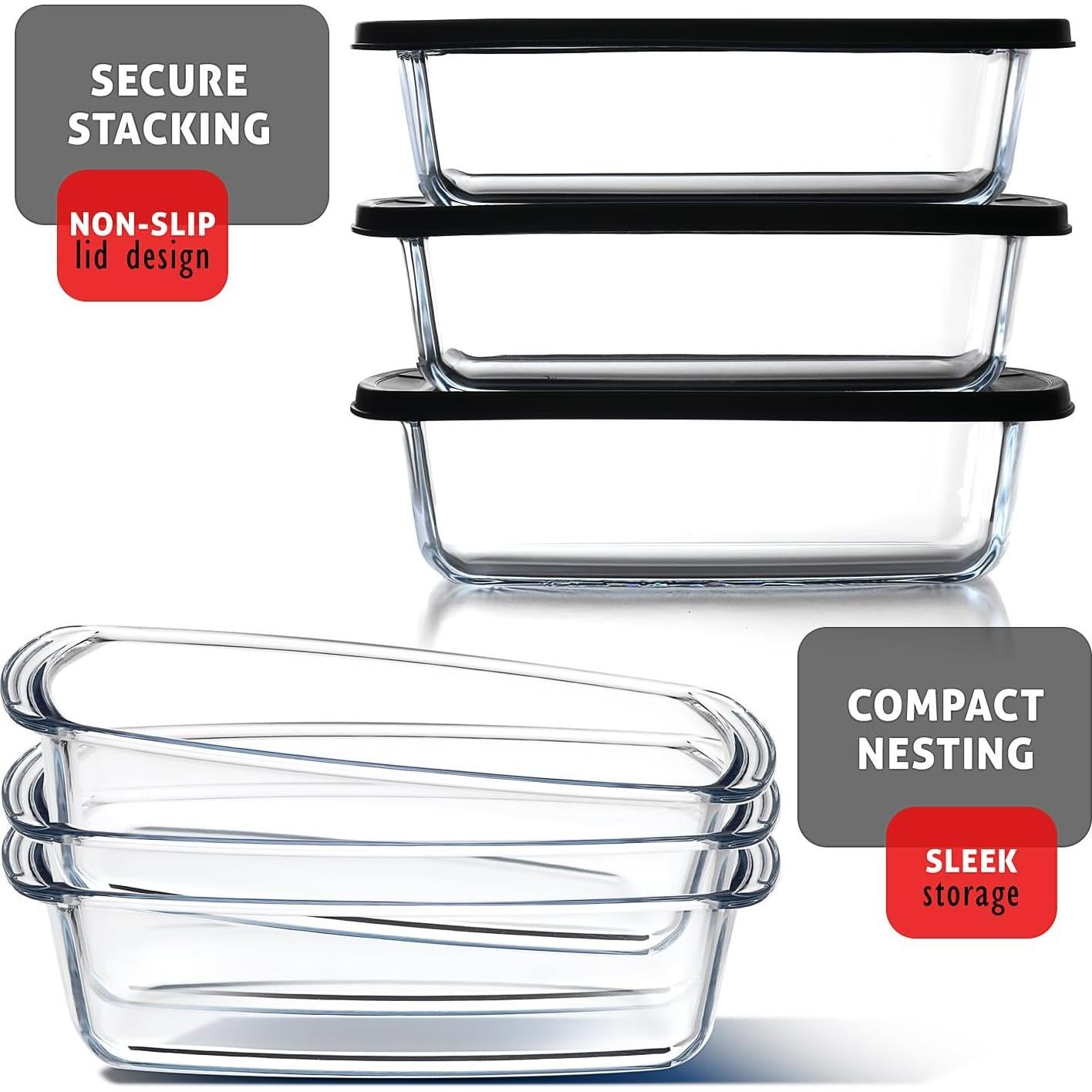 Bandejas de vidrio EATEX para hornear pan 1.8L, 3 piezas