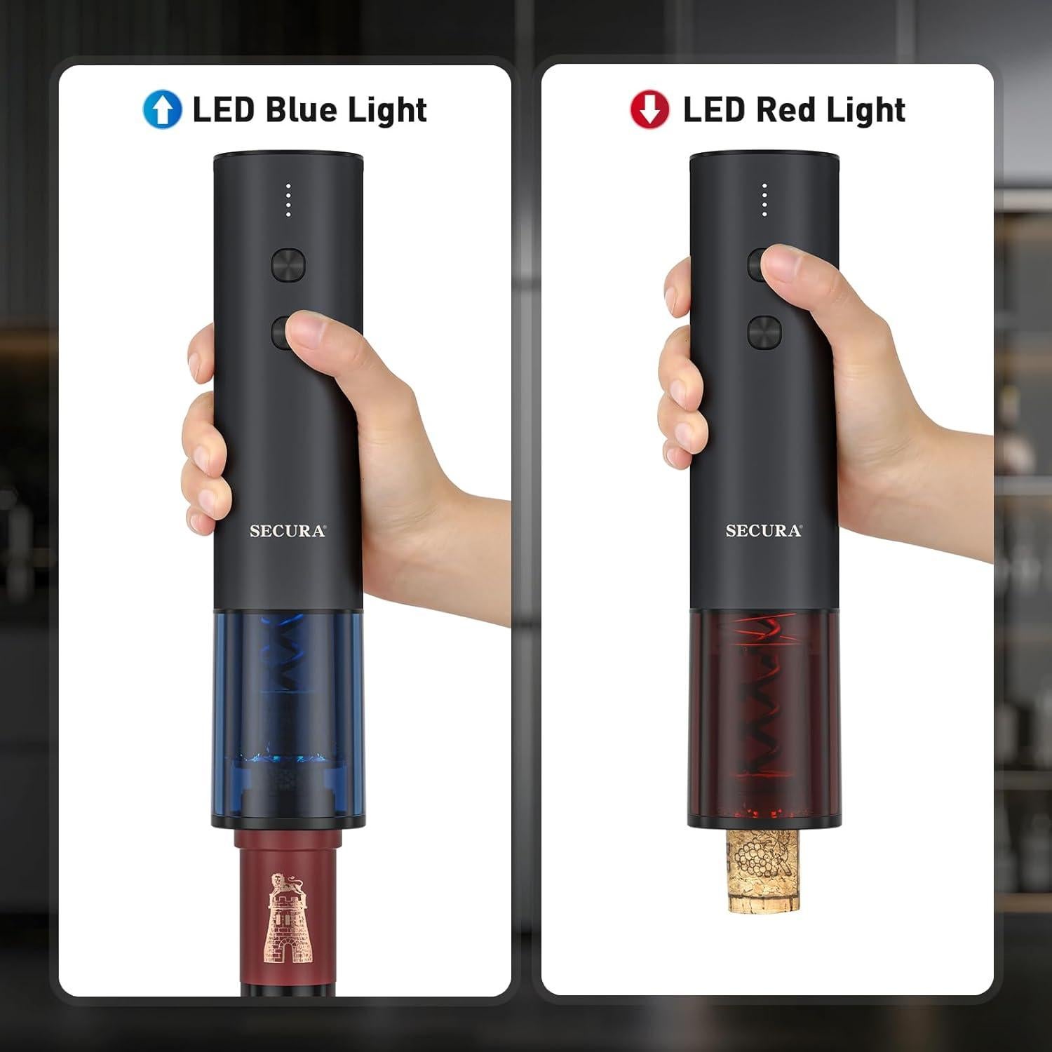 Abridor de Vino Eléctrico Secura Recargable Acero Inoxidable