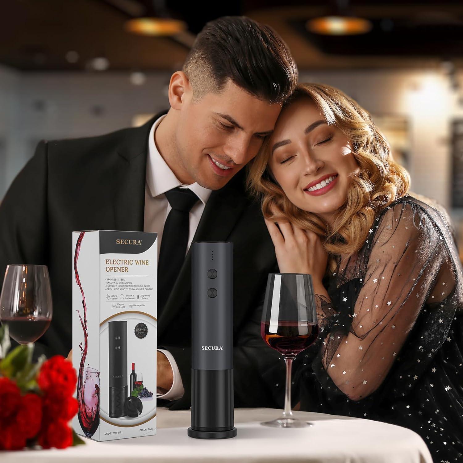 Abridor de Vino Eléctrico Secura Recargable Acero Inoxidable