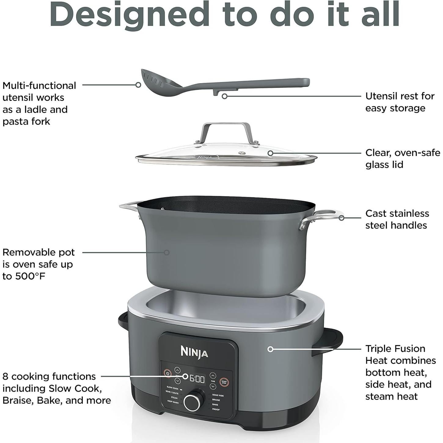 Ninja Foodi MC1001 8.5L Multi-Cocinero 8-en-1 Antiadherente