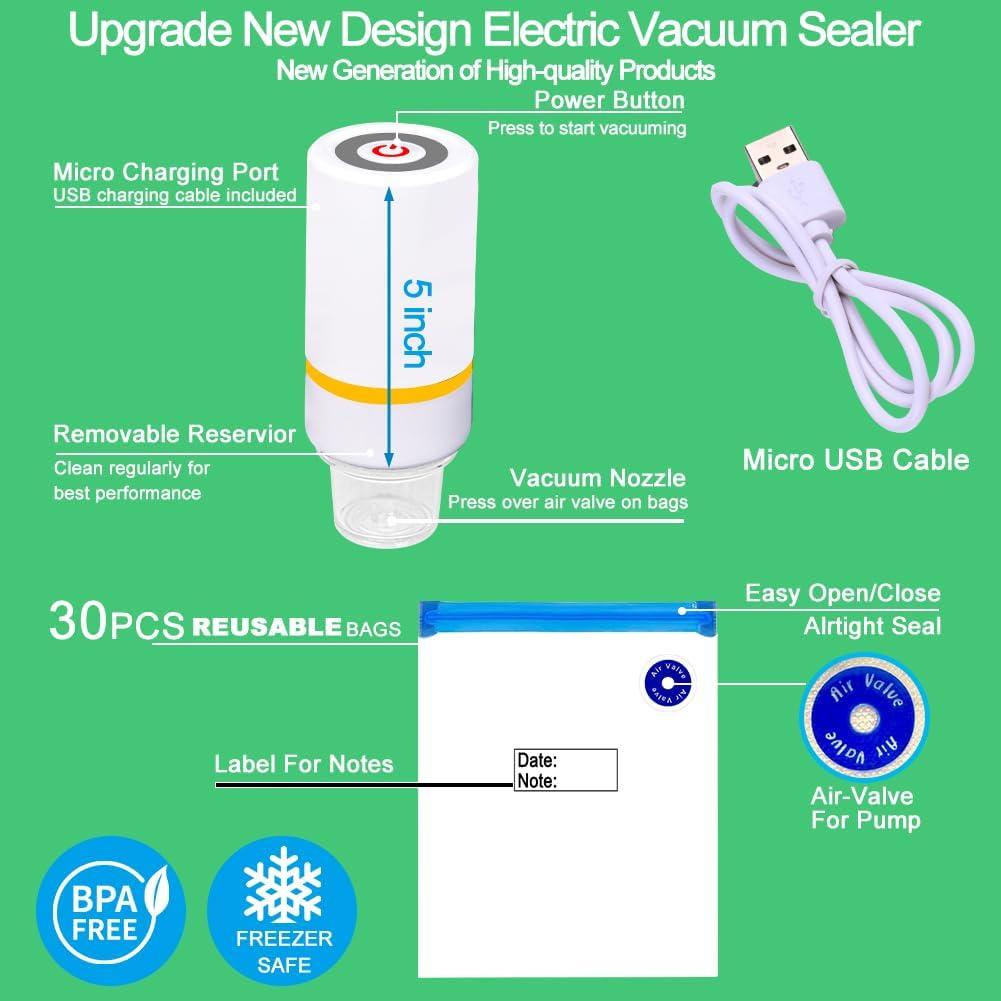 Juego de Sellador al Vacío Kosbon 42 PCS - 30 Bolsas Reutilizables