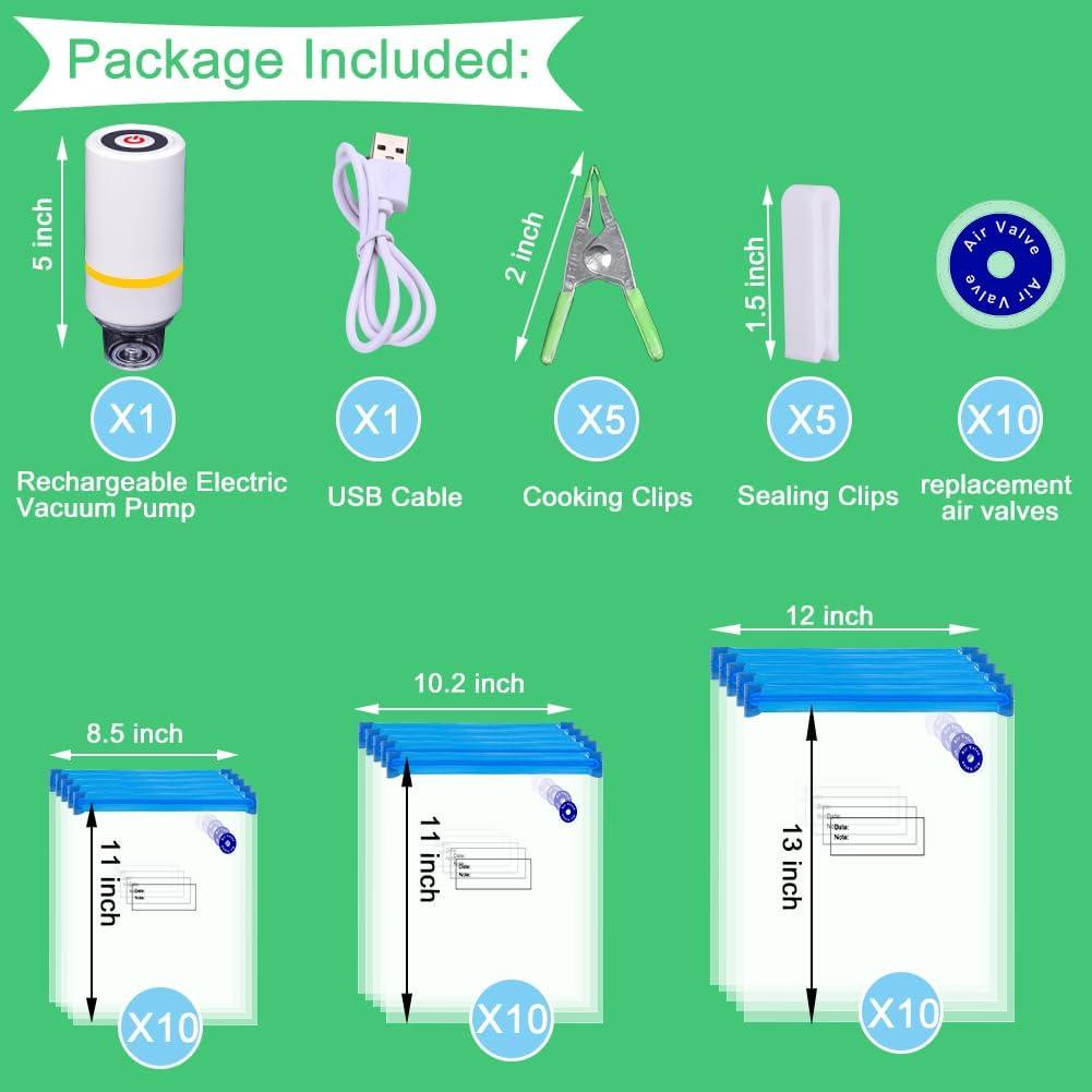 Juego de Sellador al Vacío Kosbon 42 PCS - 30 Bolsas Reutilizables