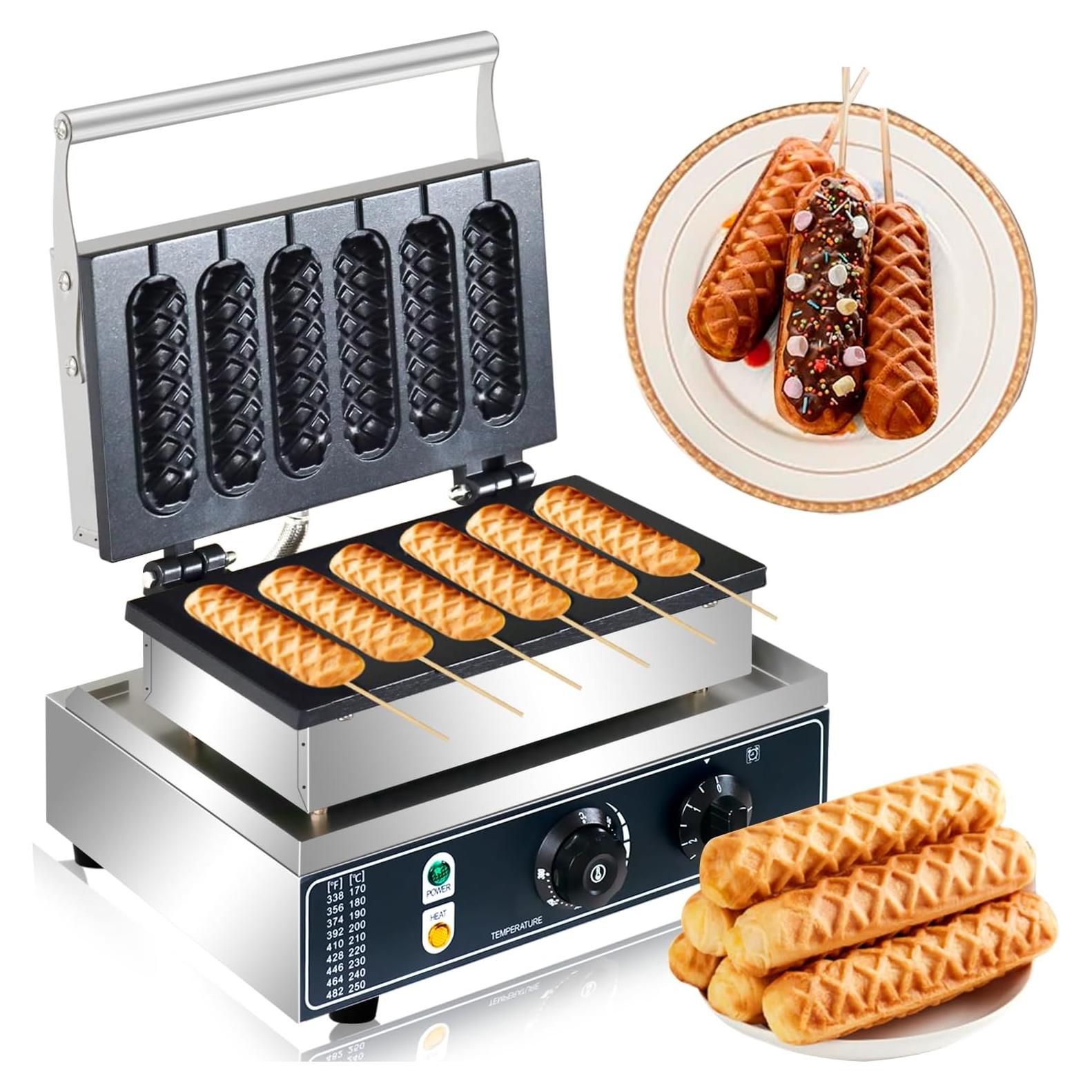 Máquina de Waffles de Perro AEYDJXMER 1600W 6 Rebanadas