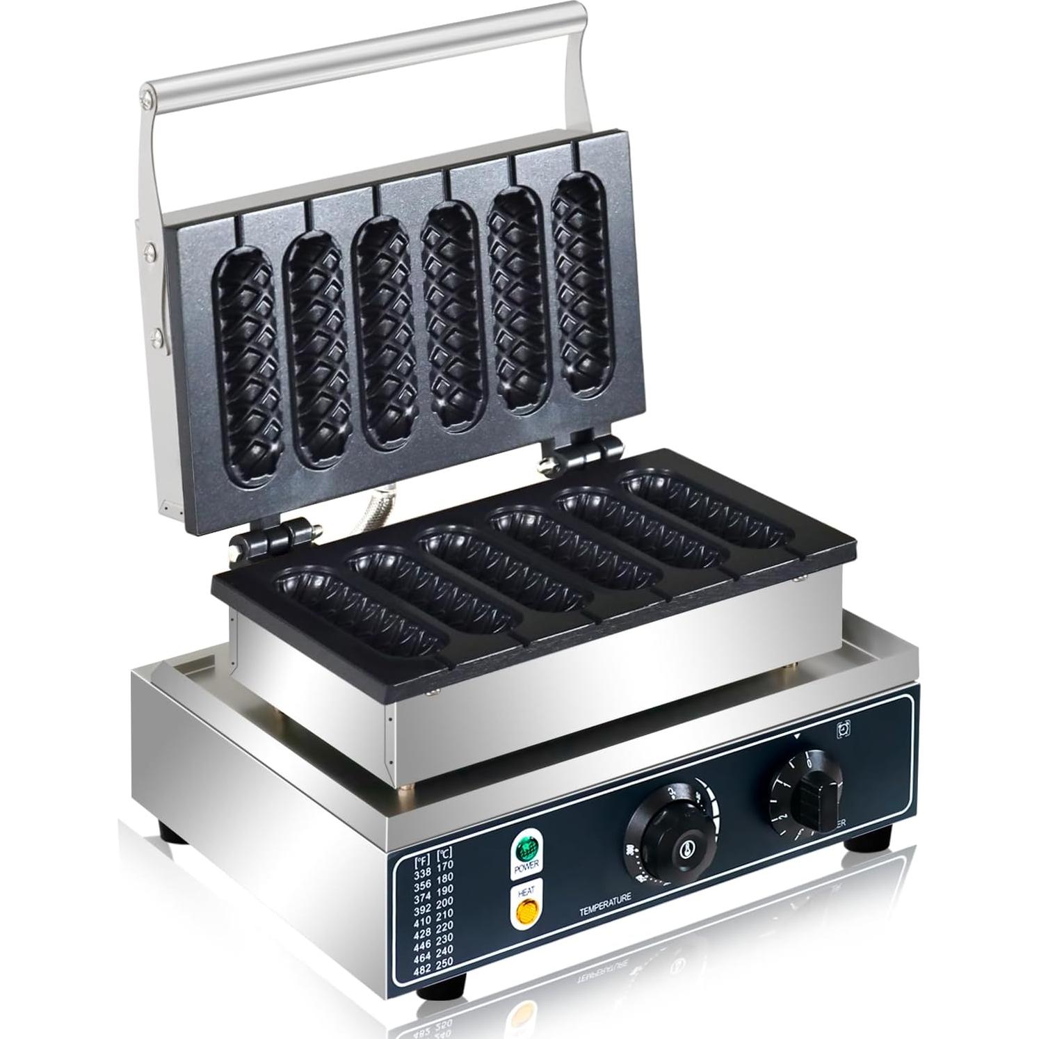 Máquina de Waffles de Perro AEYDJXMER 1600W 6 Rebanadas