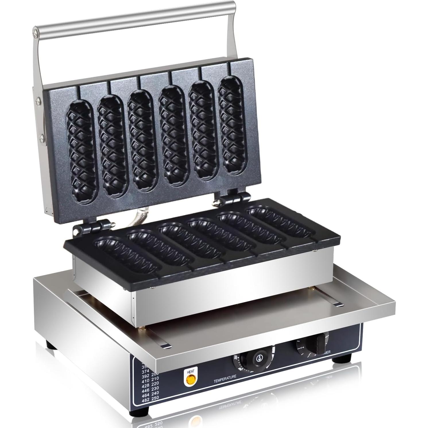 Máquina de Waffles de Perro AEYDJXMER 1600W 6 Rebanadas